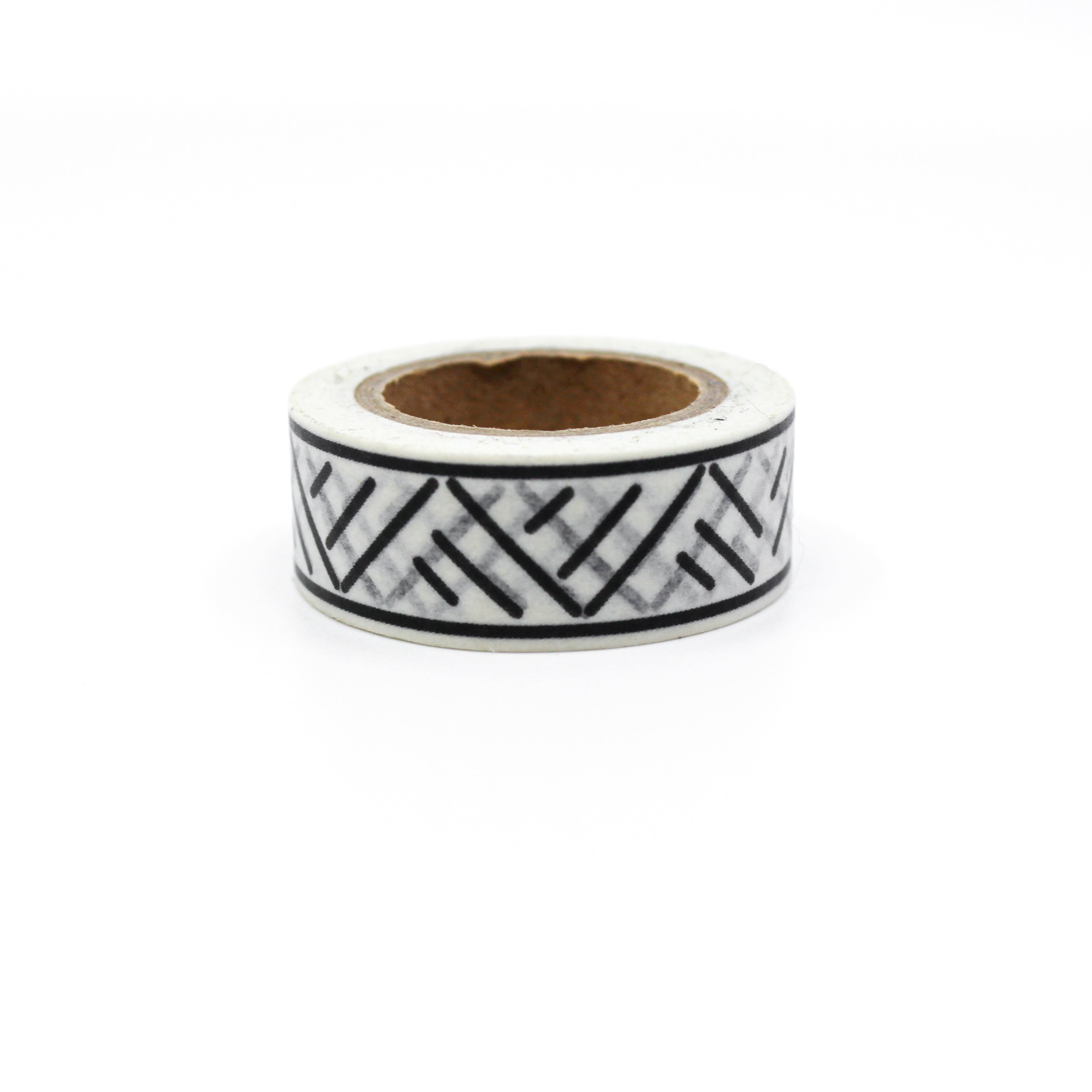 Back and white geometric lines mountain washi tape from BBB Supplies Craft Shop for Journaling and Planners.