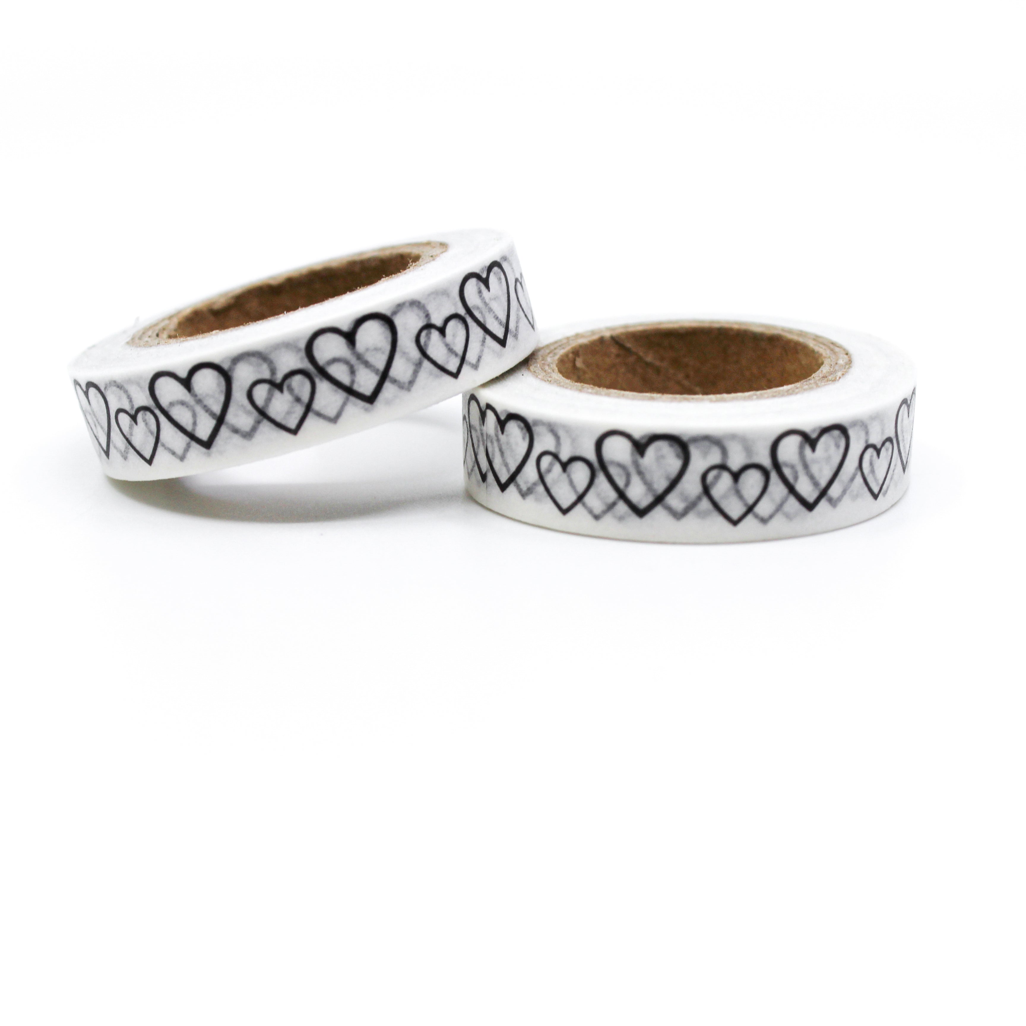 This is a graphic of black and white simple open heart pattern for Journal Supplies, Scrapbooking washi tapes from BBB Supplies Craft Shop