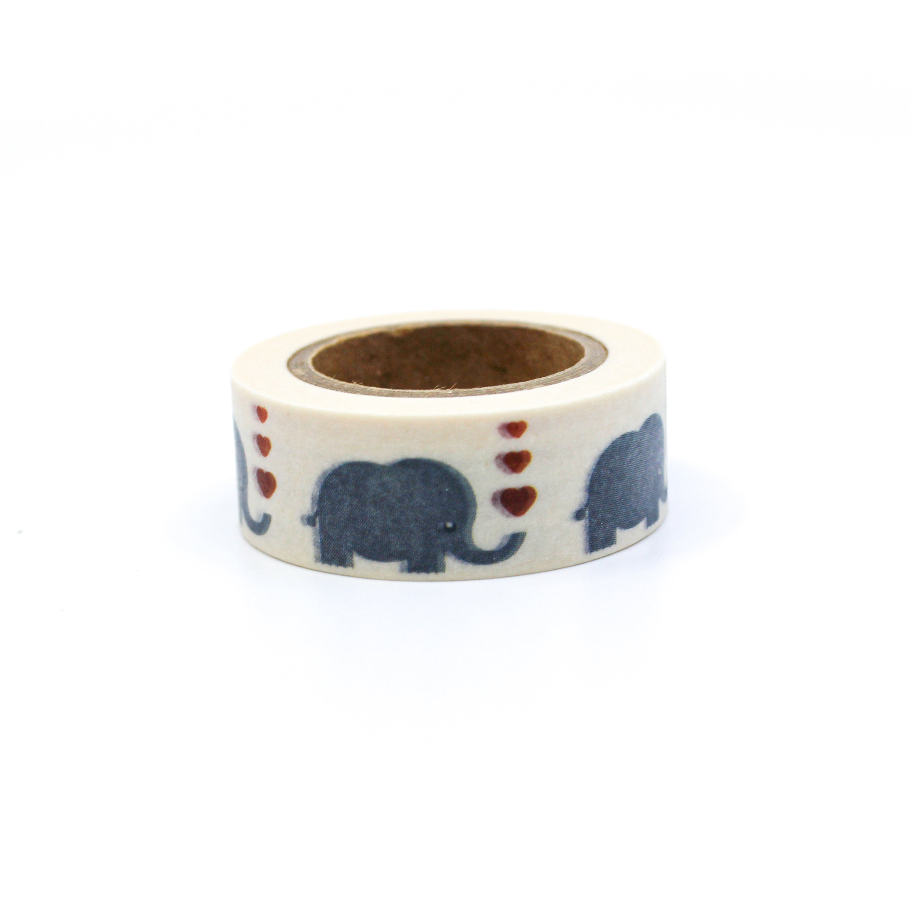 This is a picture of solid grey elephants in a white background washi tape from BBB Supplies Craft Shop