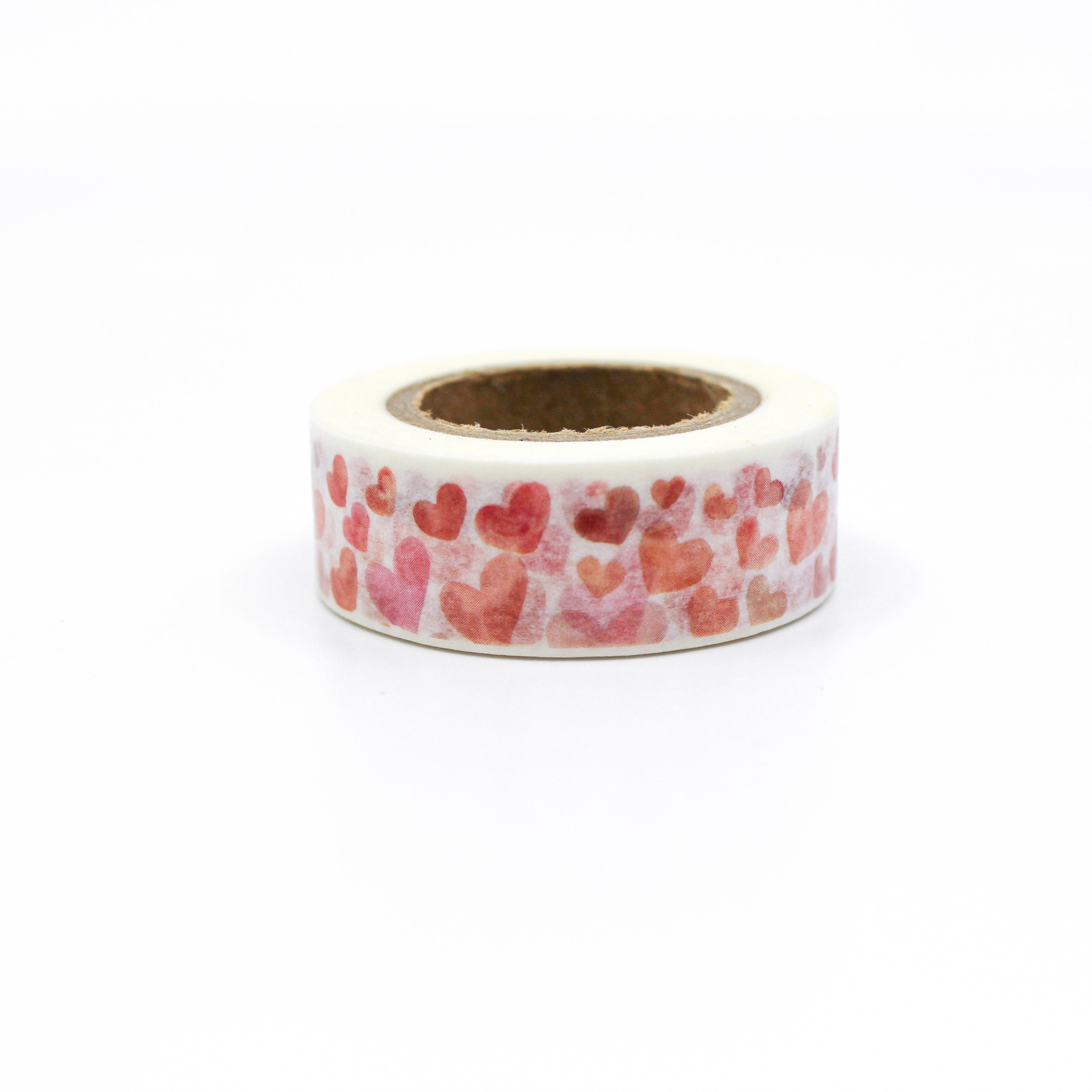 This is a light color of red and pink hearts washi tape from BBB Supplies Craft Shop
