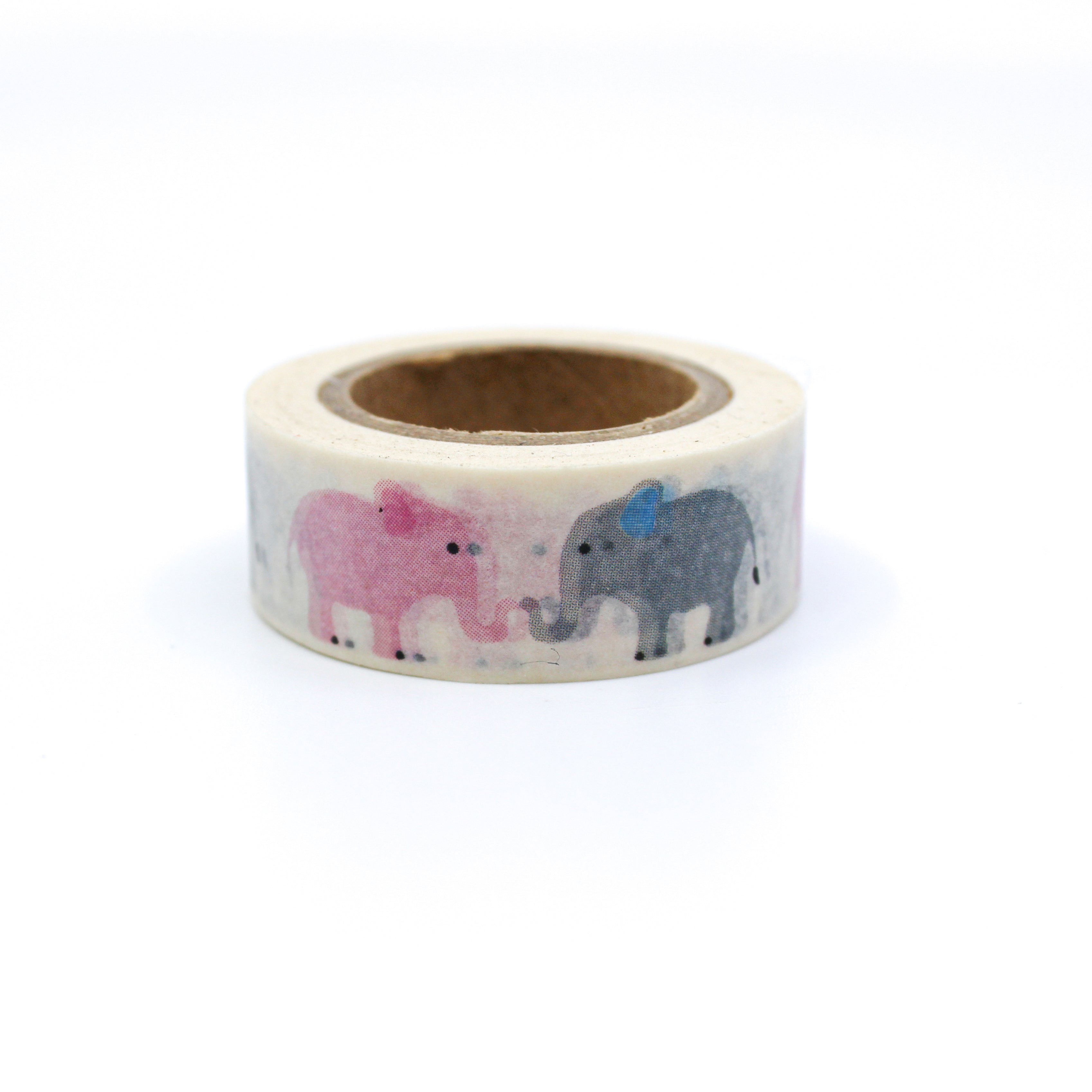 This is a view of blue an pink elephant washi tape from BBB Supplies Craft Shop