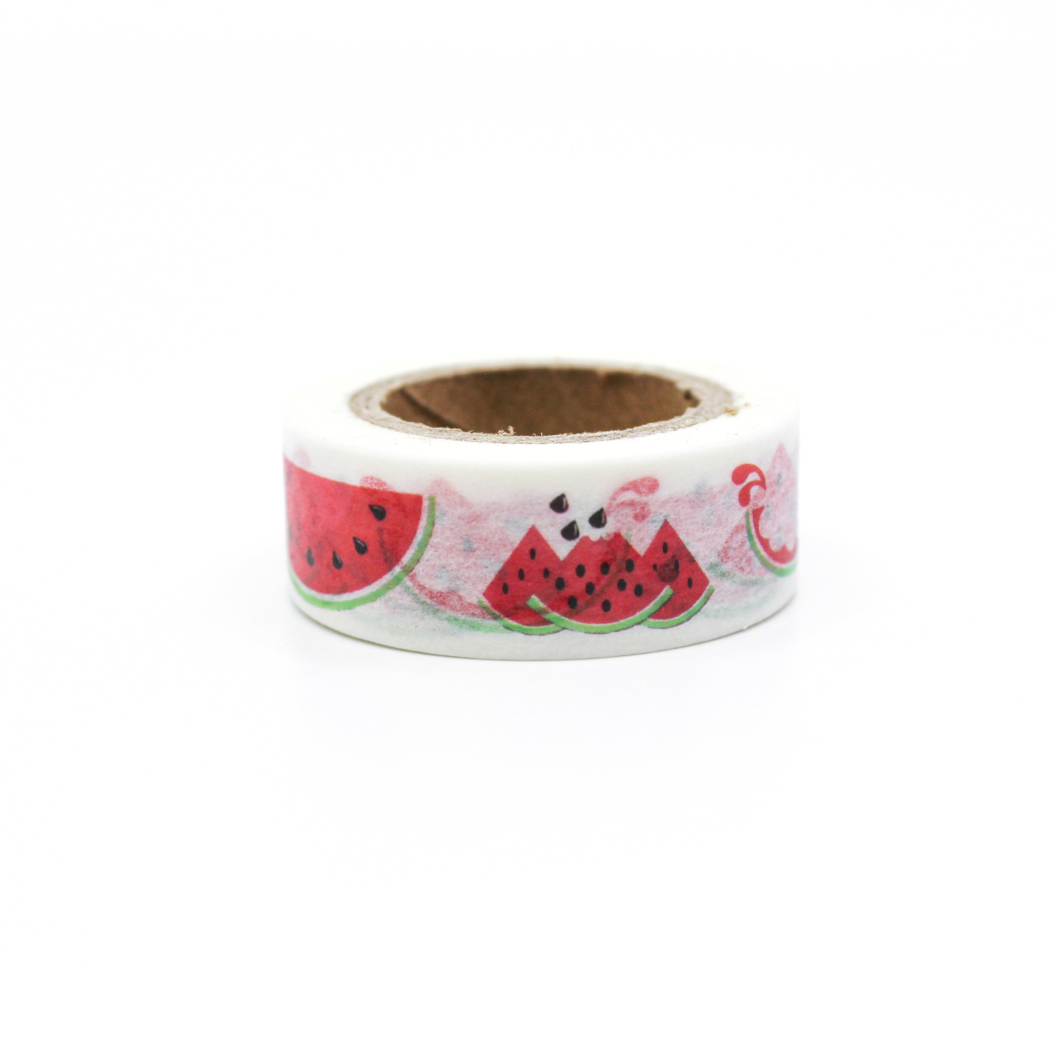 This is a red and green watermelon in a white background washi tape from BBB Supplies Craft Shop