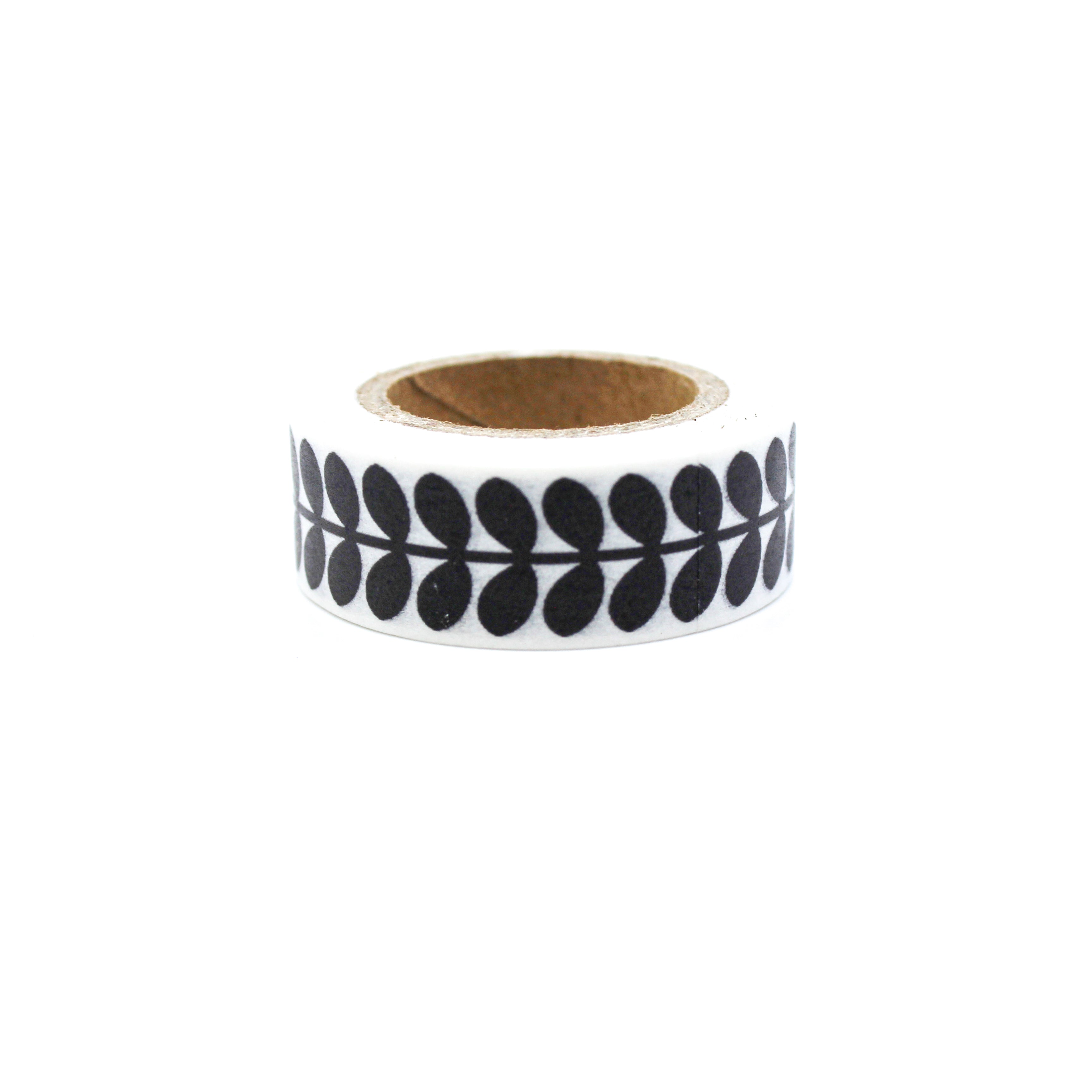 This is a black solid floral vines washi tape from BBB Supplies Craft Shop