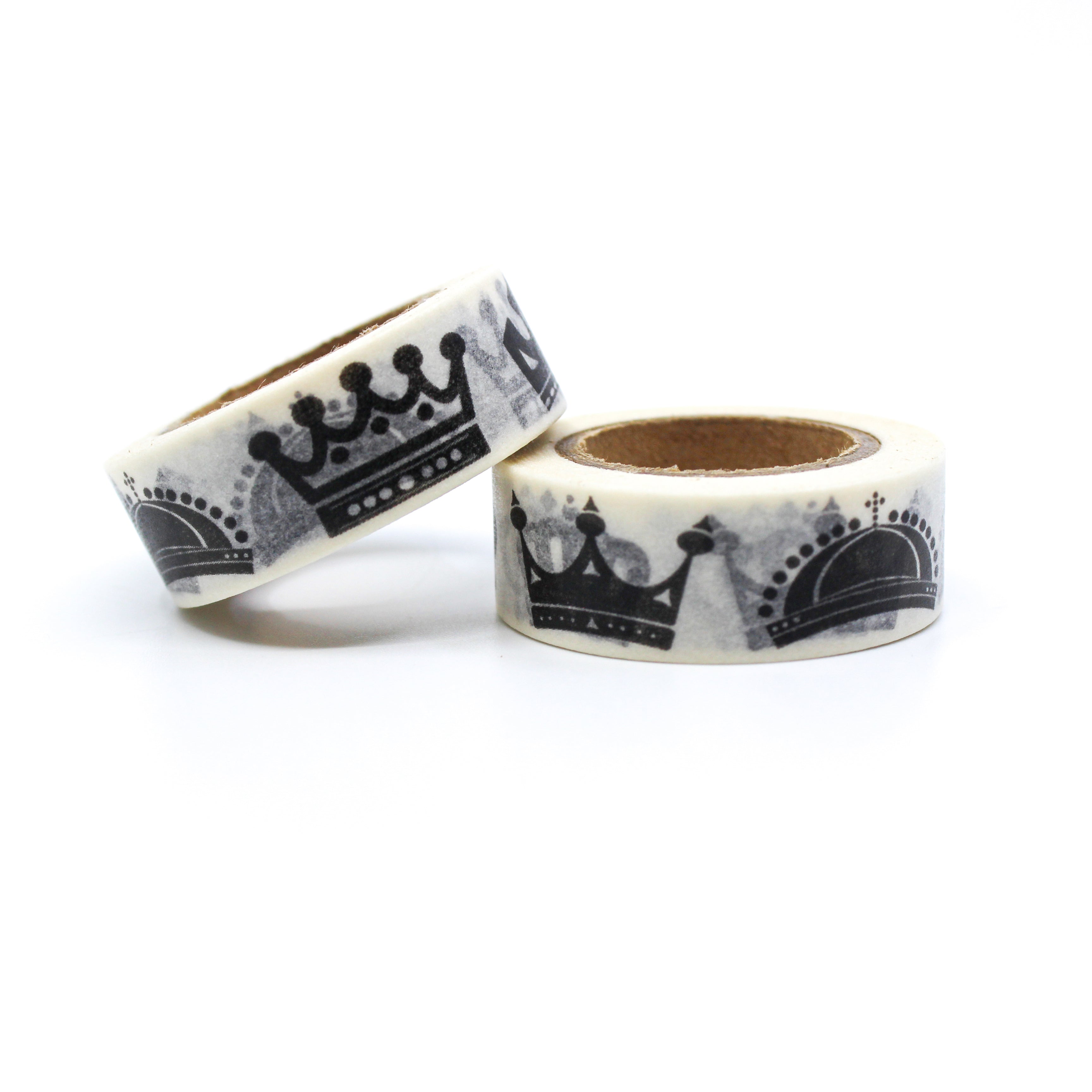 This is a cute black modern crown pattern for Journal Supplies, Scrapbooking washi tapes from BBB Supplies Craft Shop
