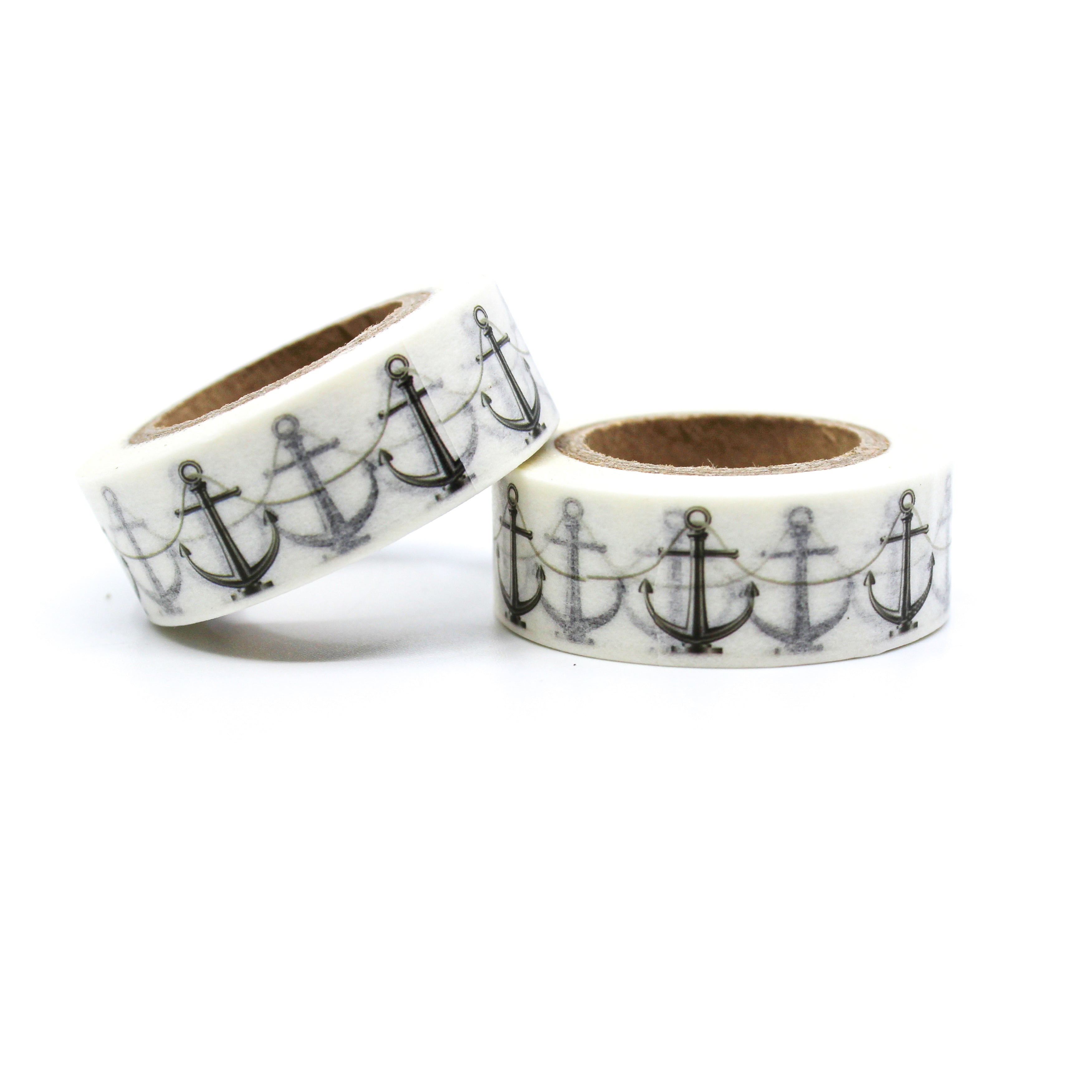This is a cute black modern nautical anchors pattern for Journal Supplies, Scrapbooking washi tapes from BBB Supplies Craft Shop