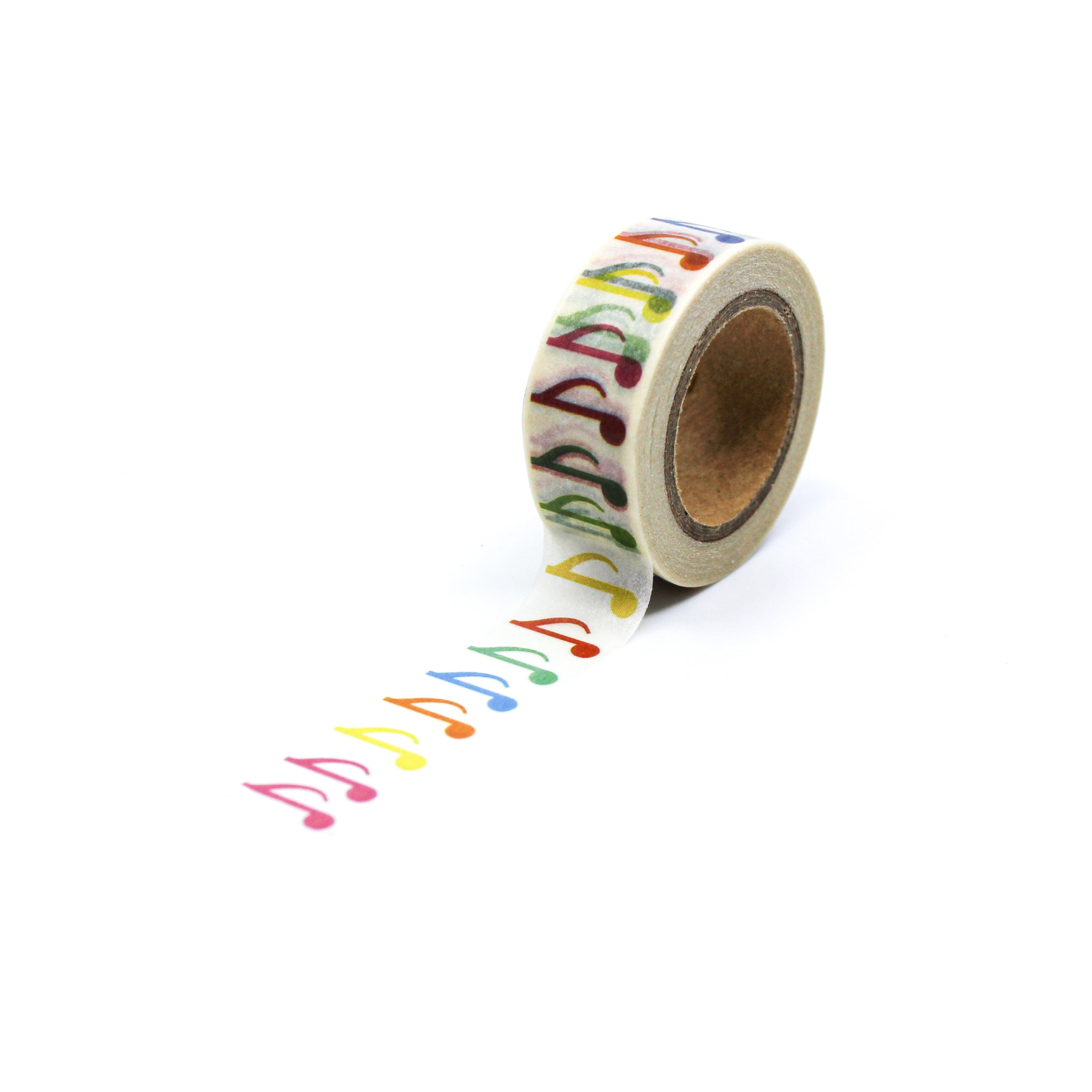 This is a full pattern review view of eight notes washi tape from BBB Supplies Craft Shop