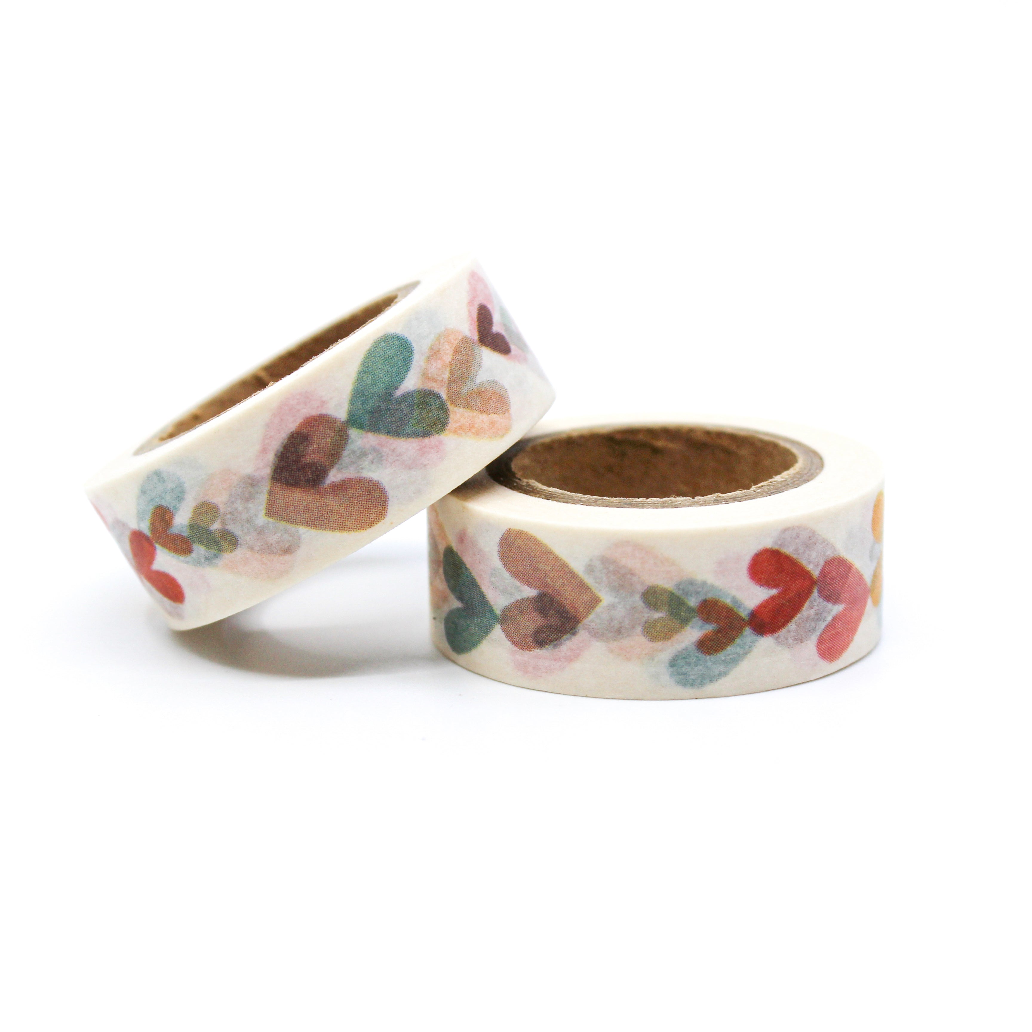 This is a light colorful hearts pattern for Journal Supplies, Scrapbooking washi tapes from BBB Supplies Craft Shop