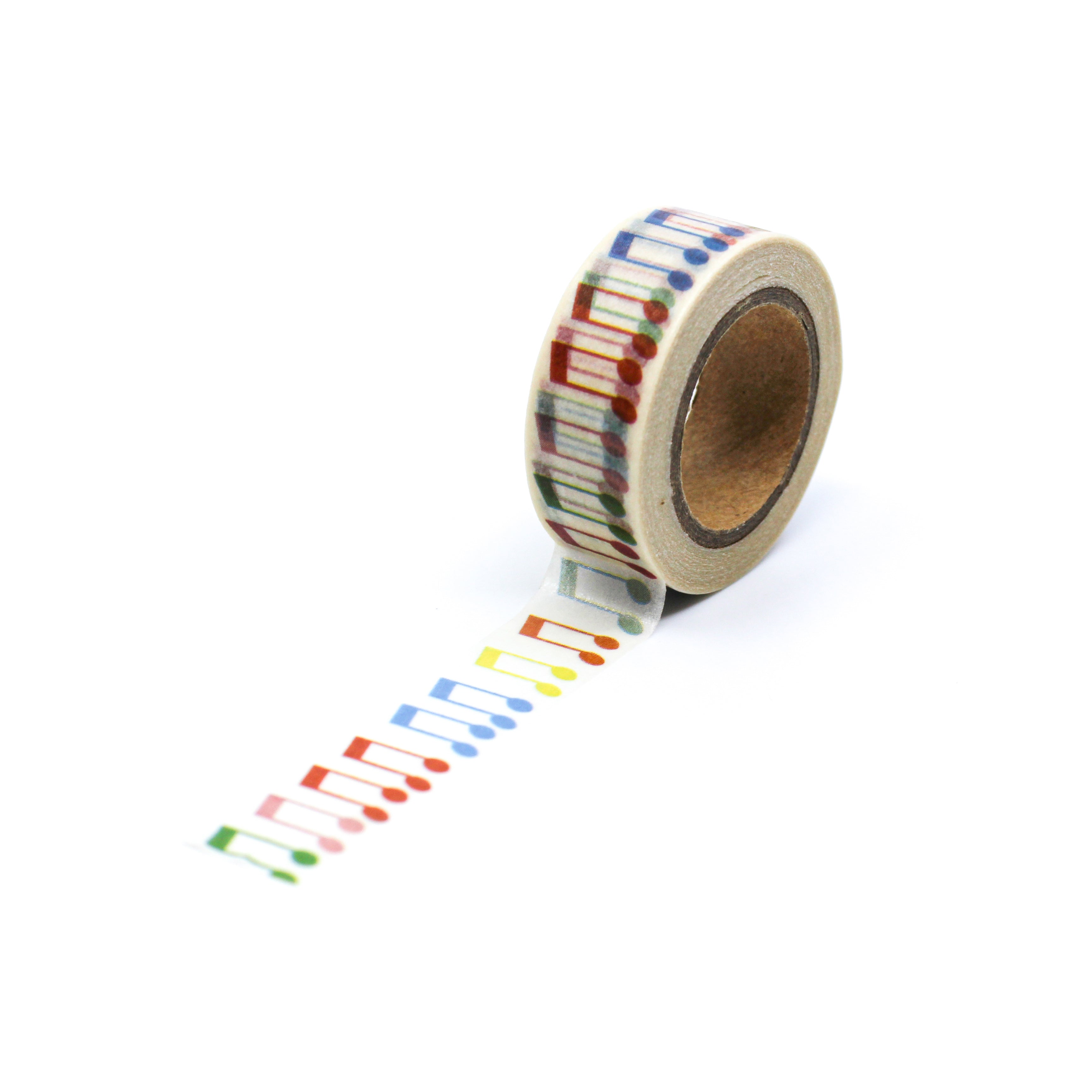 This is a full pattern review view of double eight notes washi tape from BBB Supplies Craft Shop