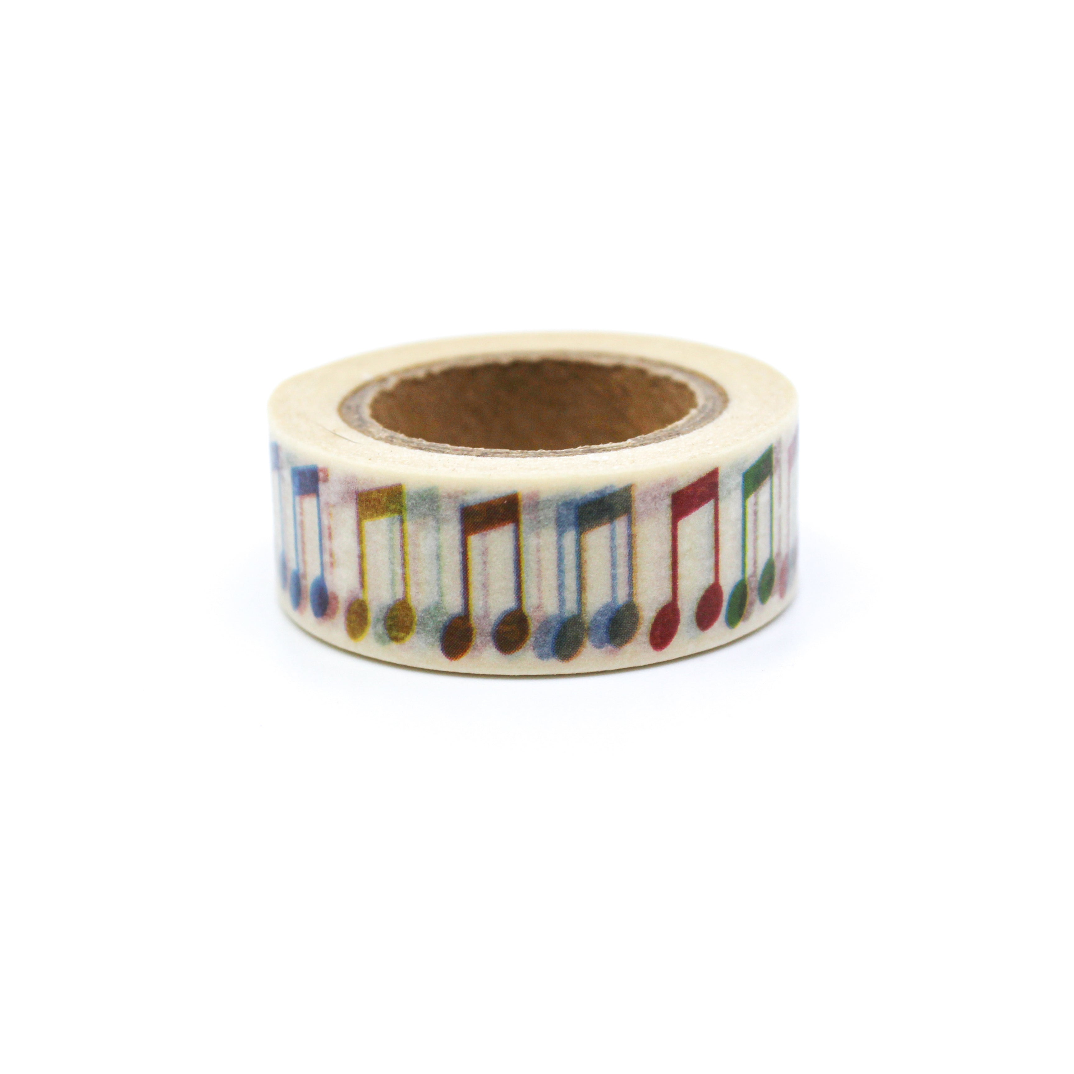 This is a various color double eight notes pattern with white background washi tape from BBB Supplies Craft Shop