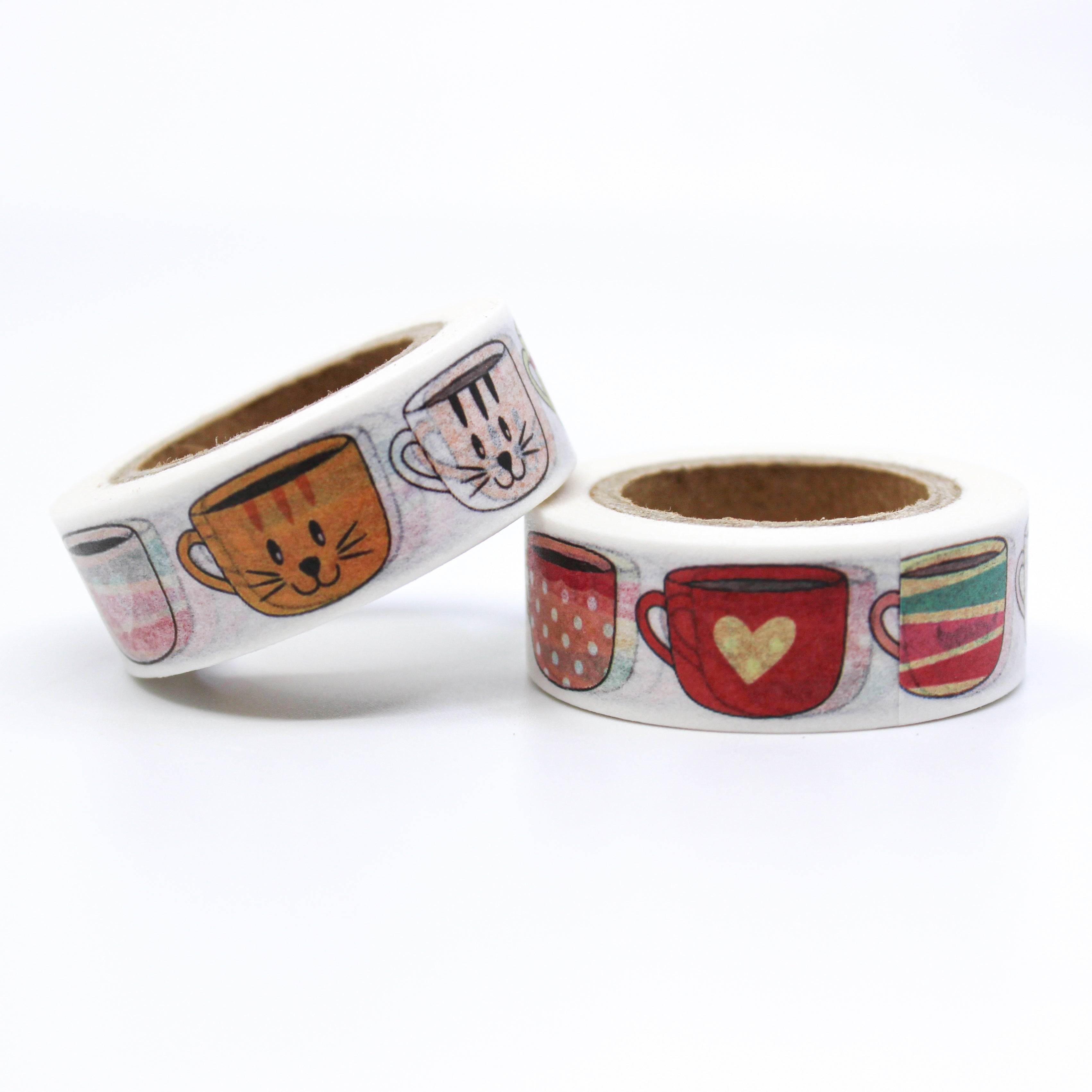 This is a multi color and character pattern of a coffee mugs for Journal Supplies, Scrapbooking washi tapes from BBB Supplies Craft Shop