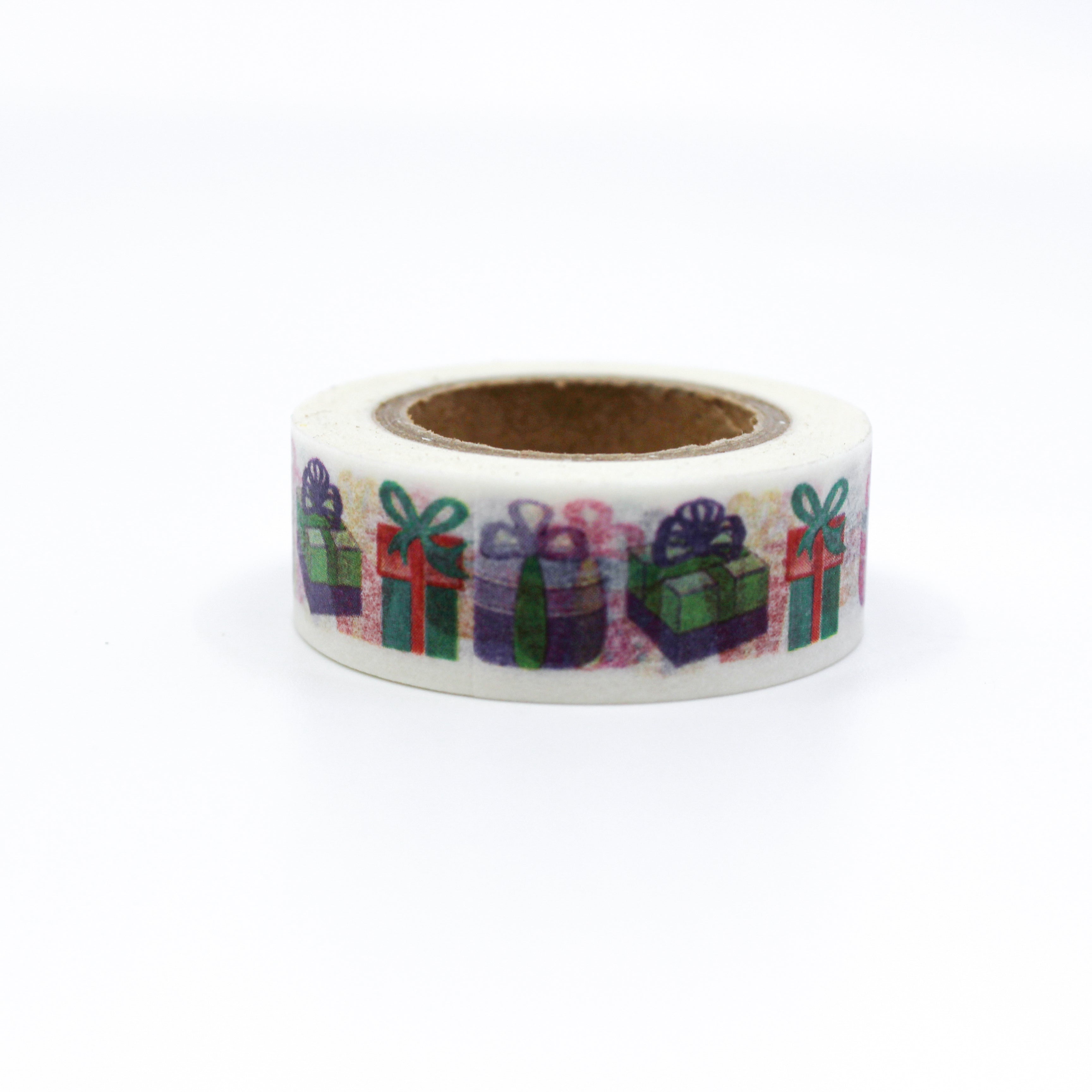 This is a cute different design of presents and gifts in a white background washi tape from BBB Supplies Craft Shop