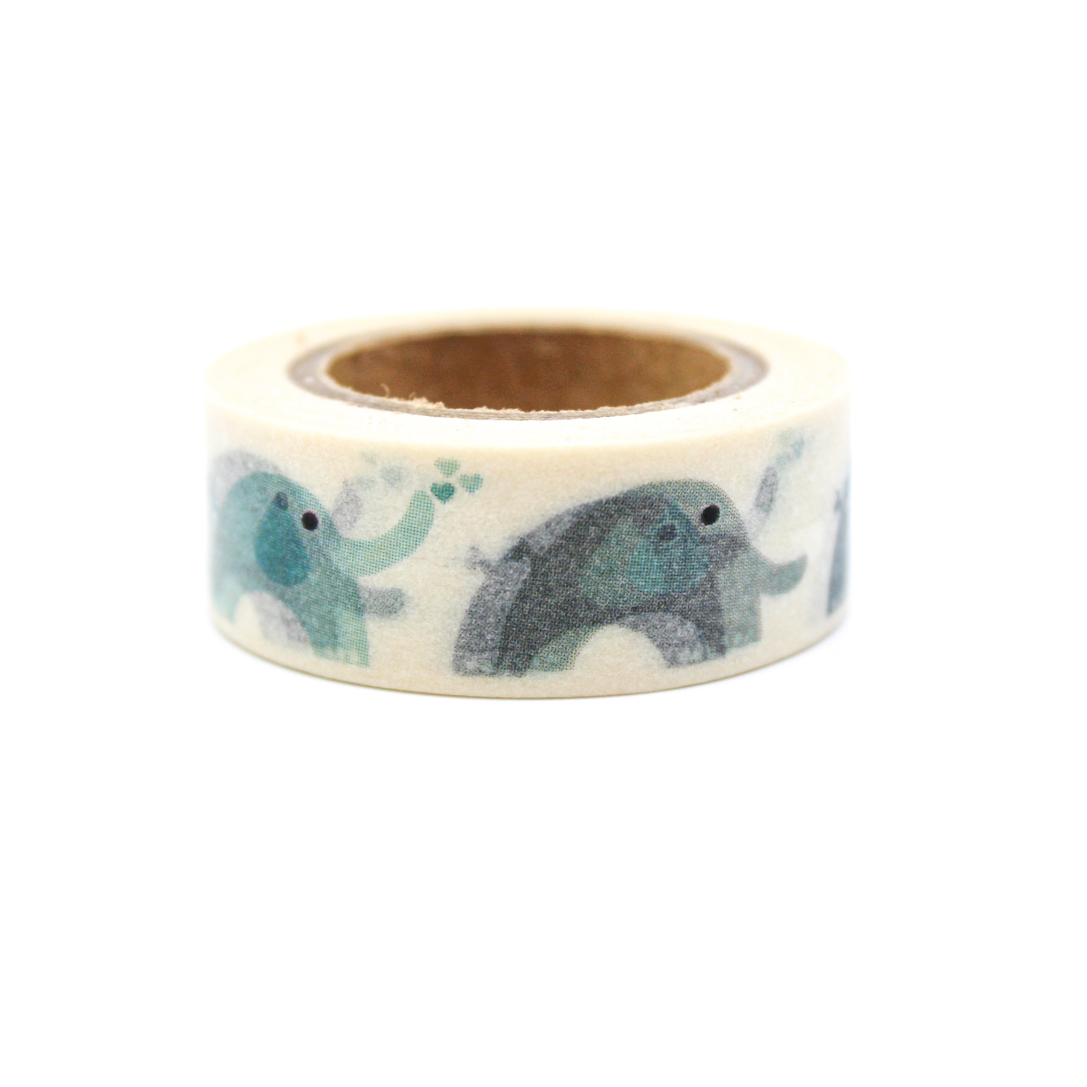 This is a cute blue and grey elephants in a white background washi tape from BBB Supplies Craft Shop
