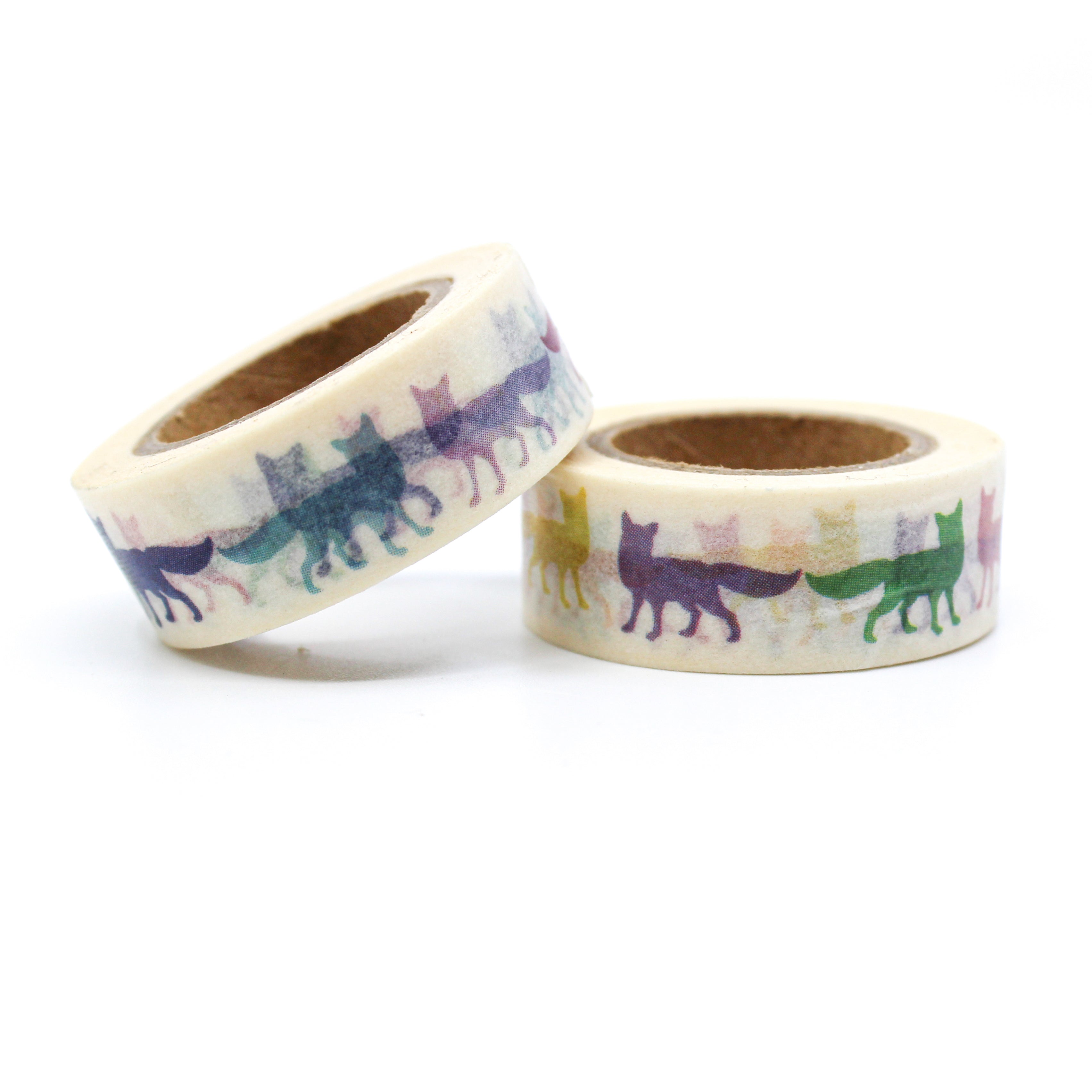 This is a cute colorful fox standing for Journal Supplies, Scrapbooking washi tapes from BBB Supplies Craft Shop