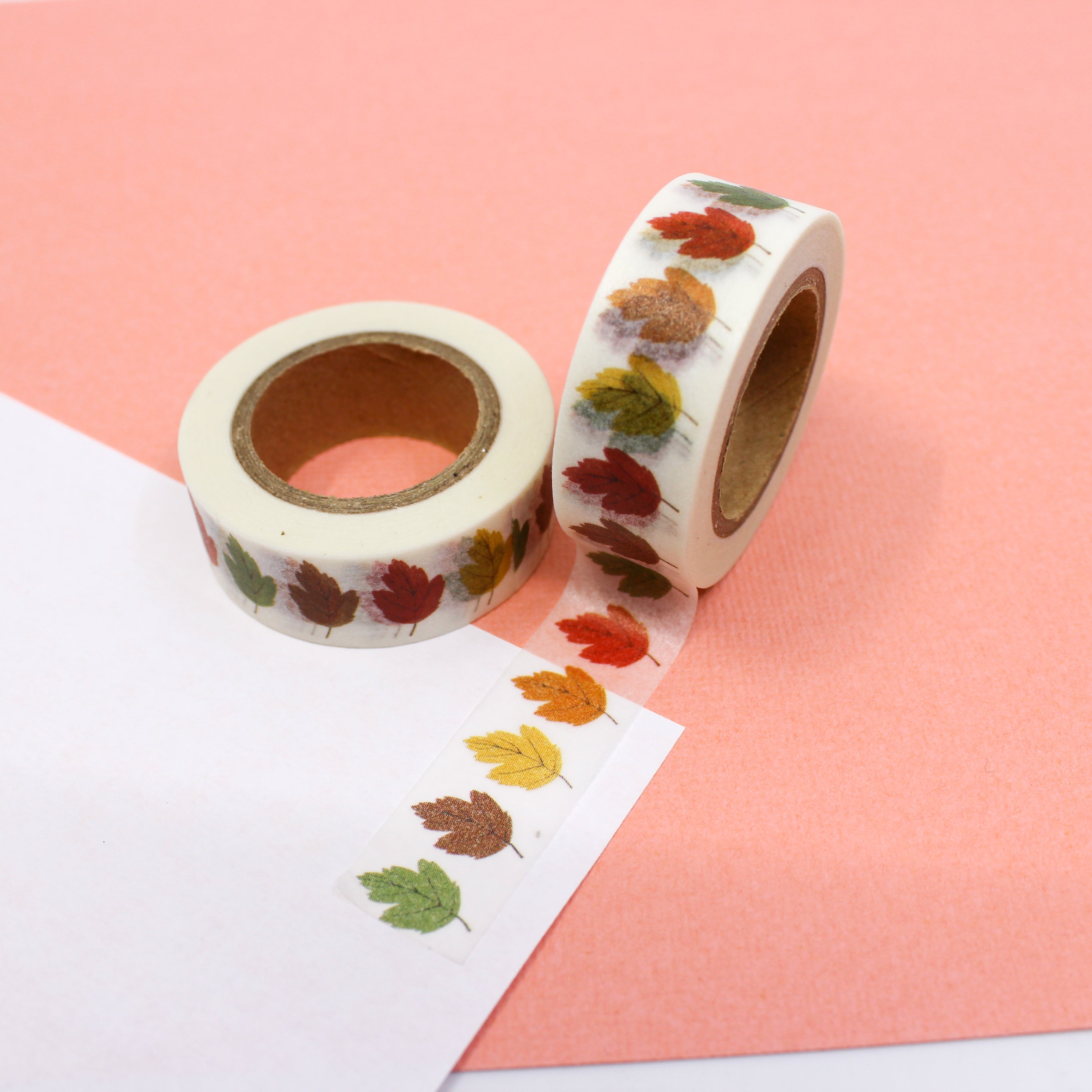 This is a multi color leaf-themed washi tape from BBB Supplies Craft Shop