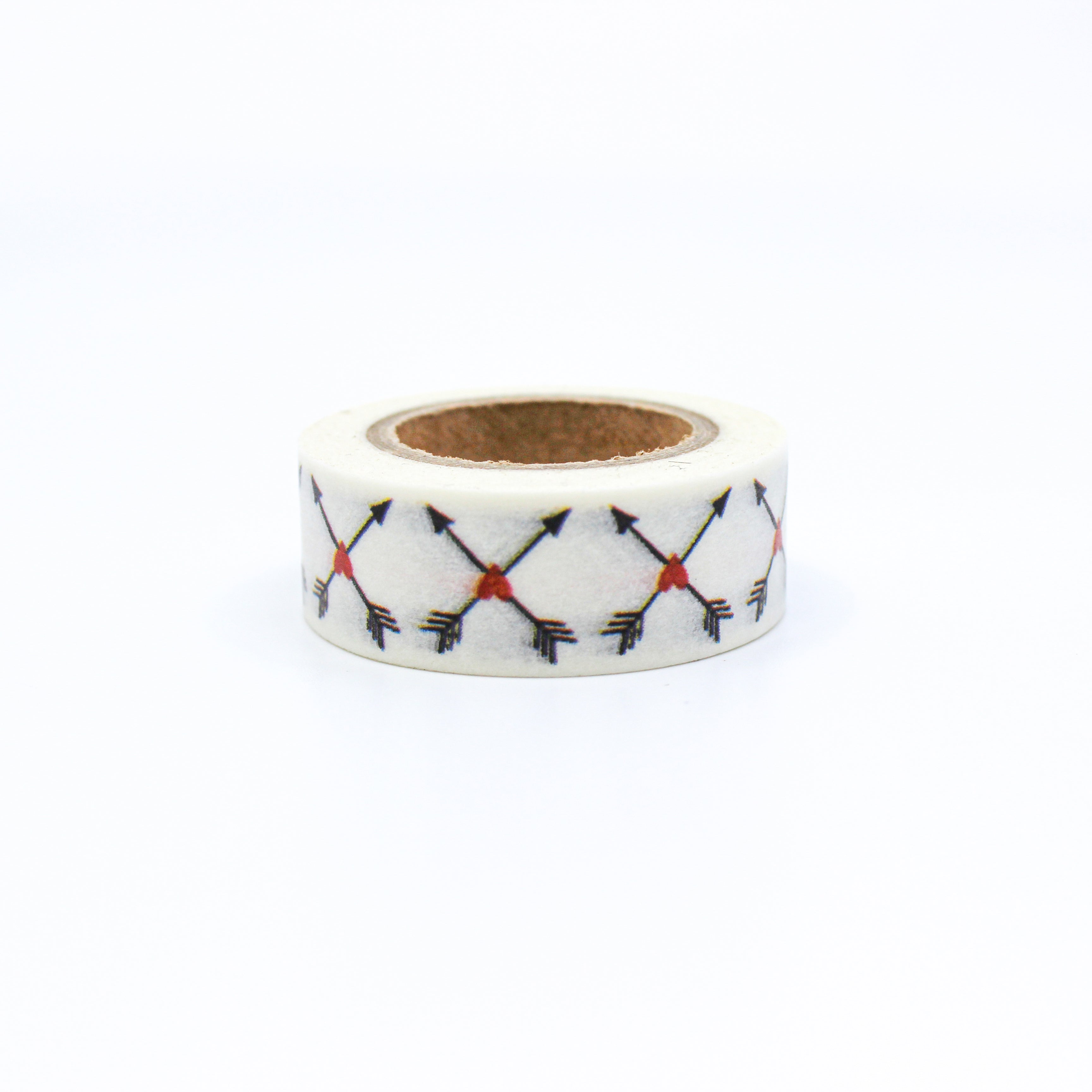 This is a green cross arrow hearts in a white background washi tape from BBB Supplies Craft Shop