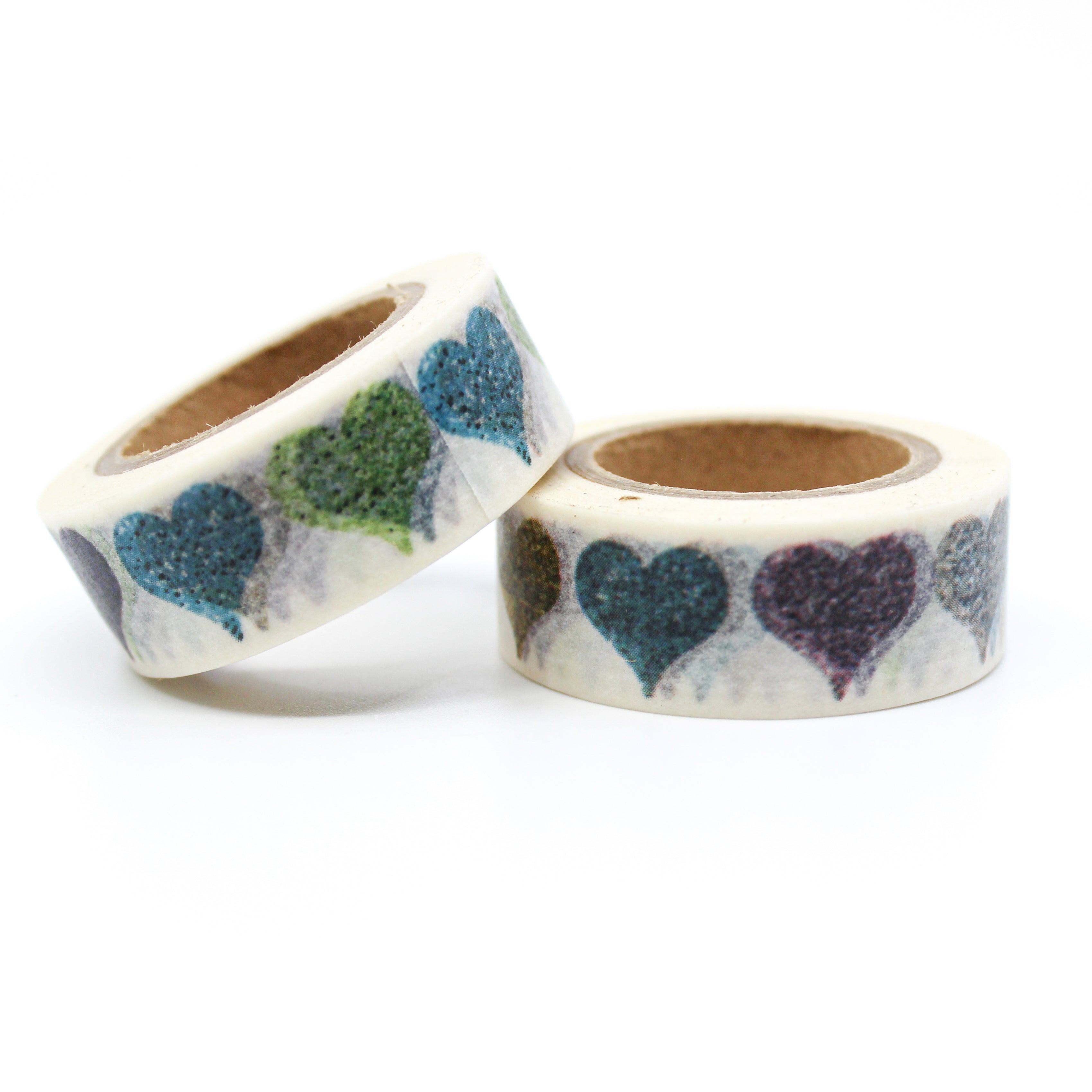 This is a colorful faux glitter hearts for Journal Supplies, Scrapbooking washi tapes from BBB Supplies Craft Shop