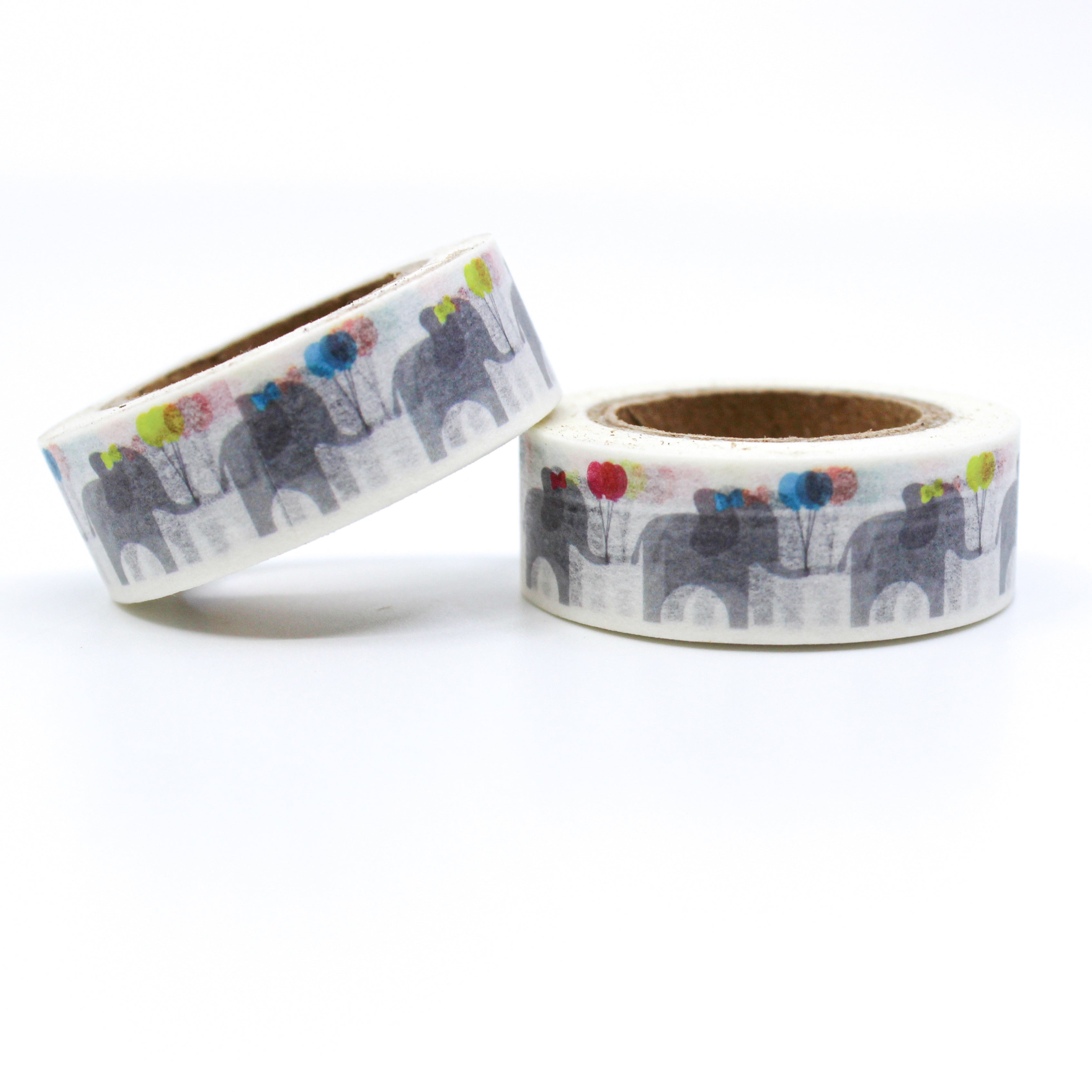 This is a cute color grey of elephants with balloons for Journal Supplies, Scrapbooking washi tapes from BBB Supplies Craft Shop