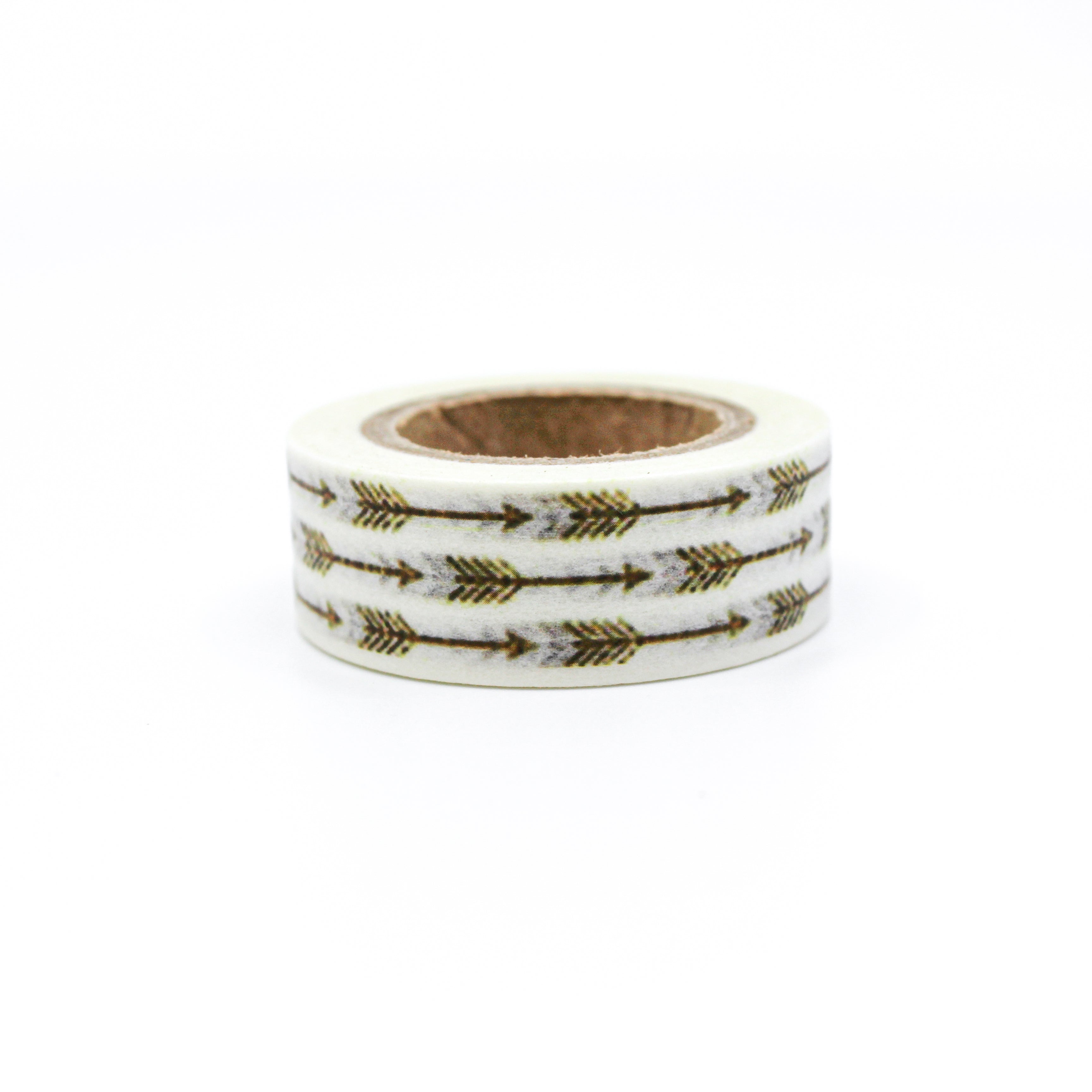 This is a gold color arrows in a white background washi tape from BBB Supplies Craft Shop