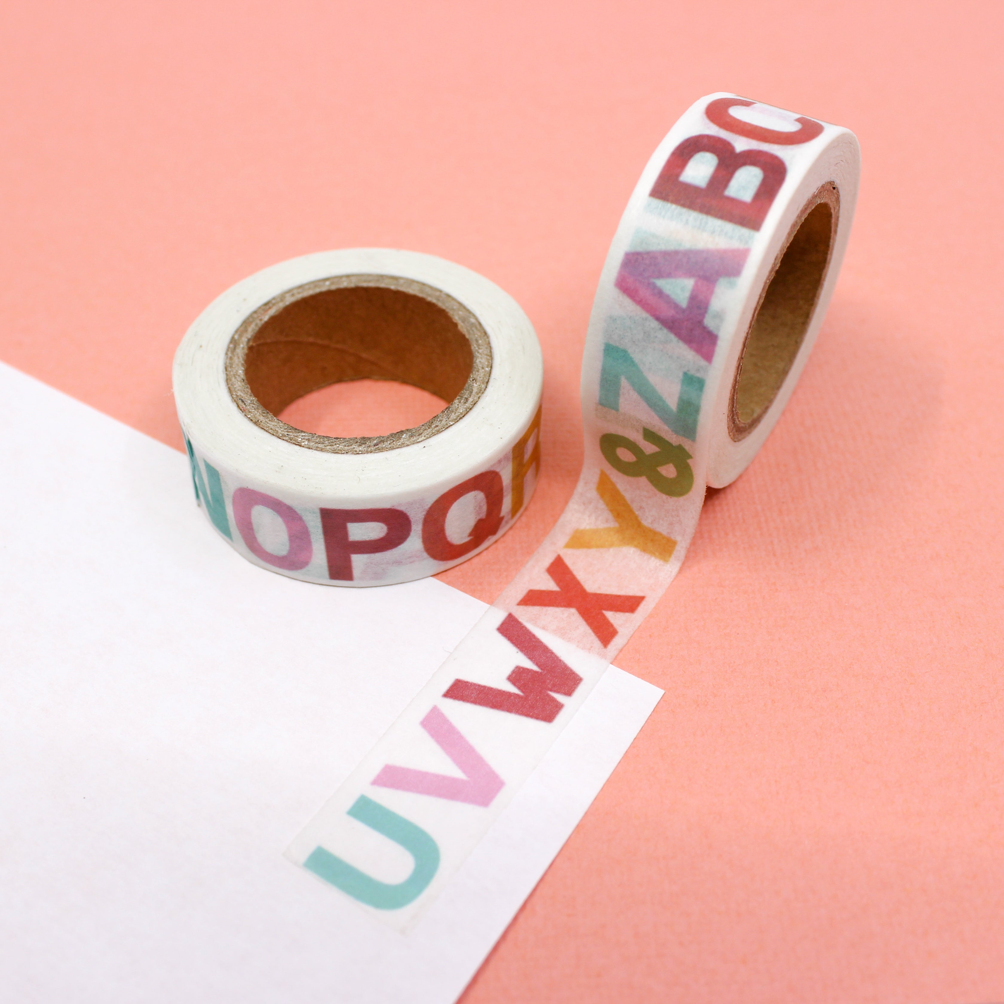 This is rainbow color of alphabet letters view themed washi tape from BBB Supplies Craft Shop