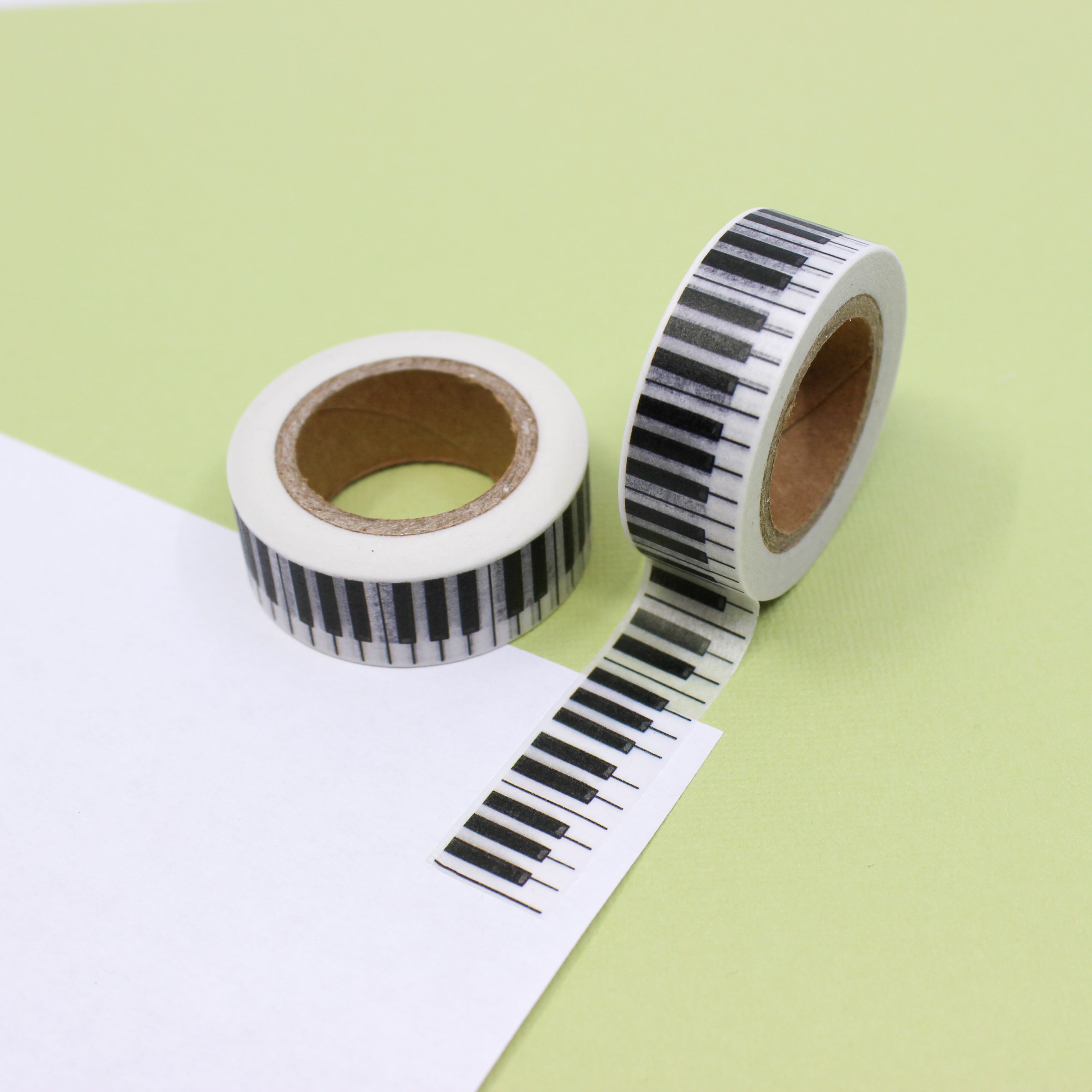 This is a black and white piano keys view themed washi tape from BBB Supplies Craft Shop