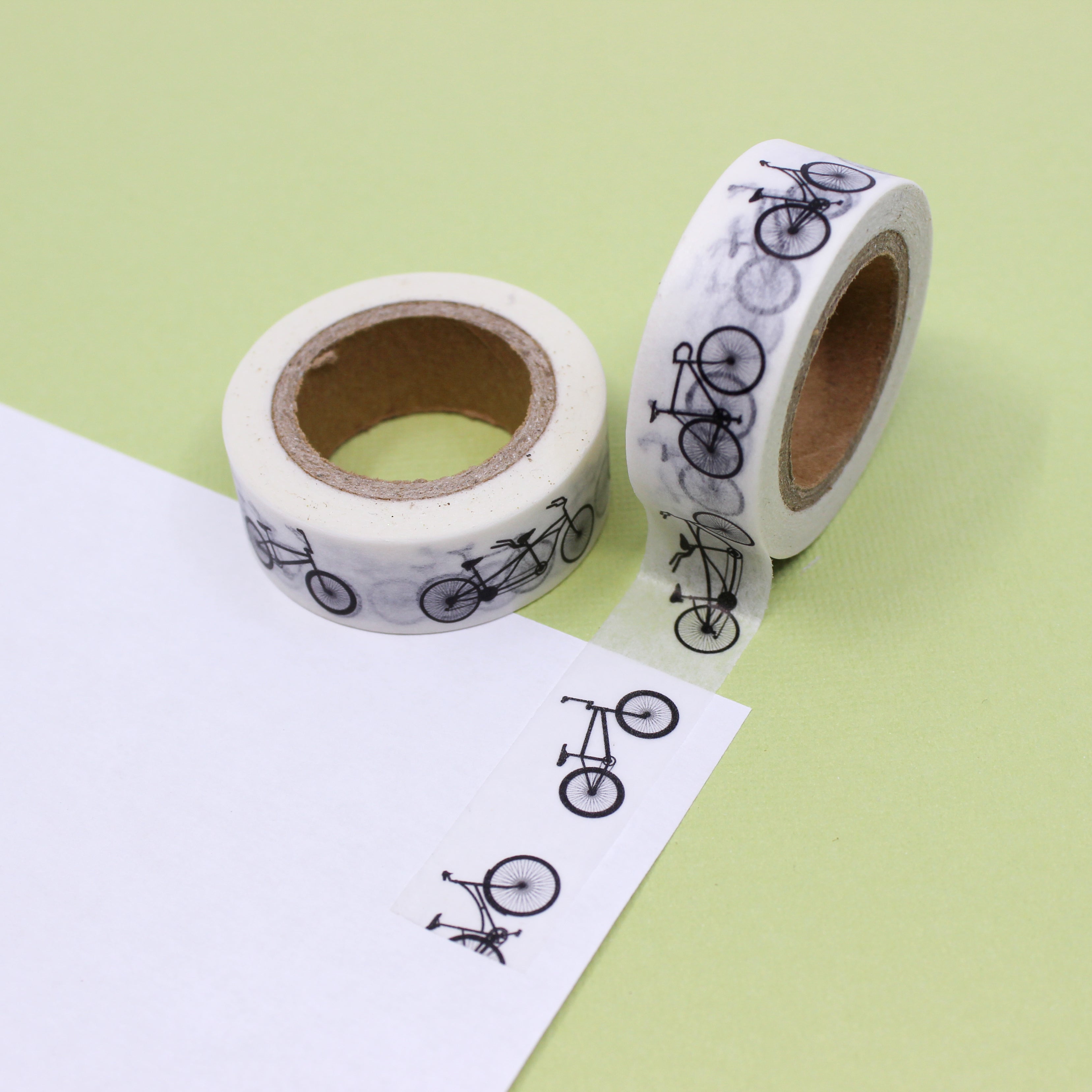 This is a black old graphics bicycle view themed washi tape from BBB Supplies Craft Shop