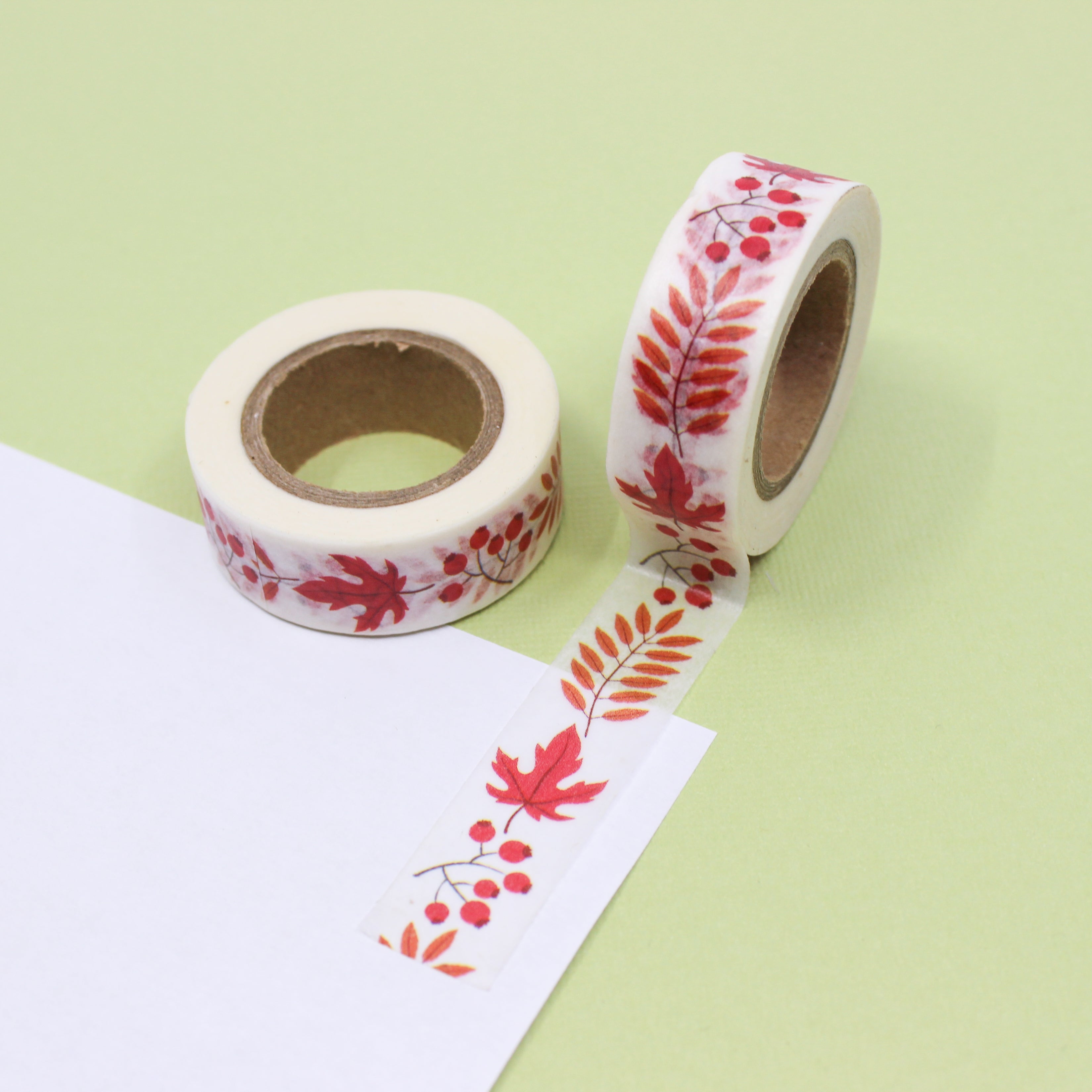 This is an orange leaf with seeds themed washi tape from BBB Supplies Craft Shop