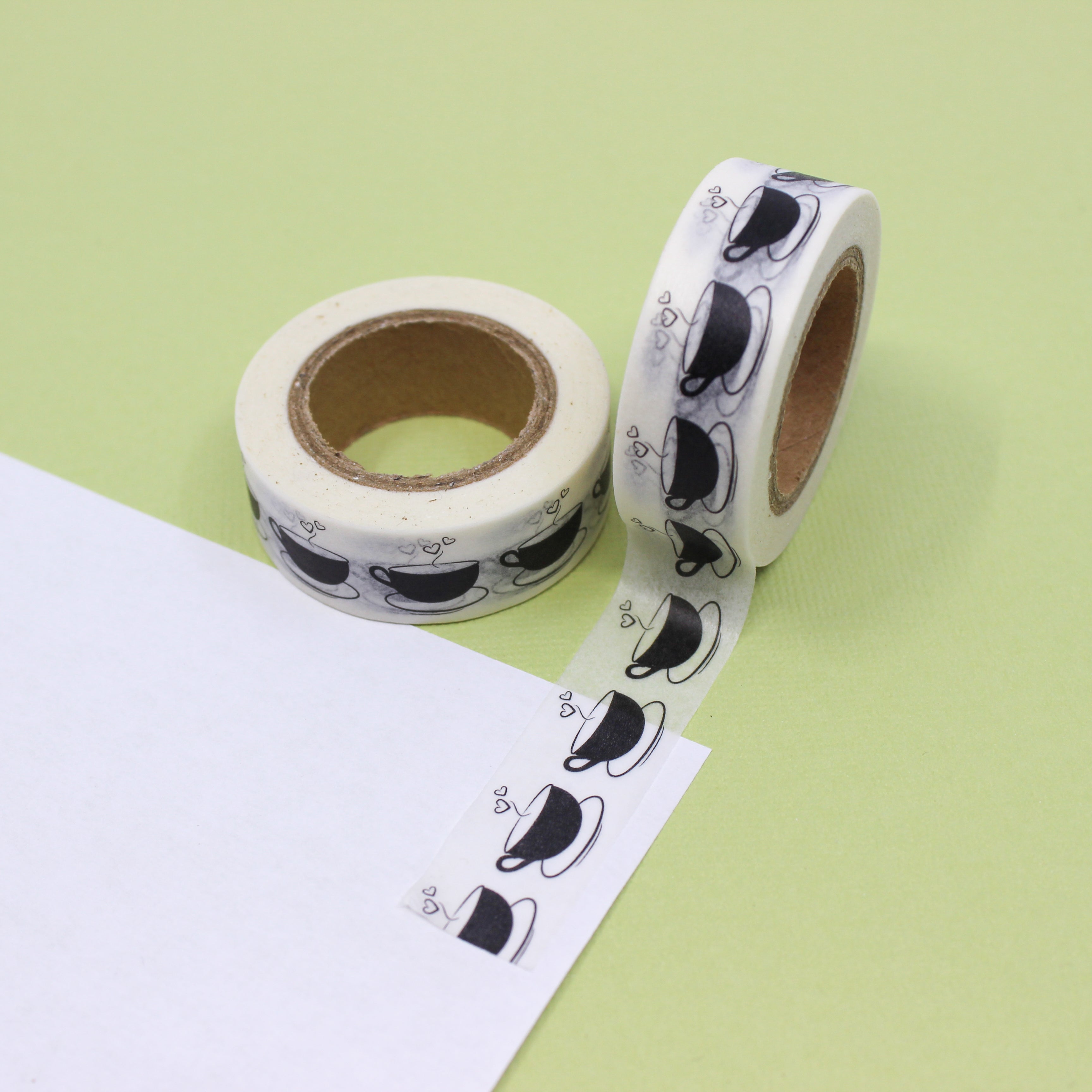 This is a black and white coffee cups washi tape from BBB Supplies Craft Shop