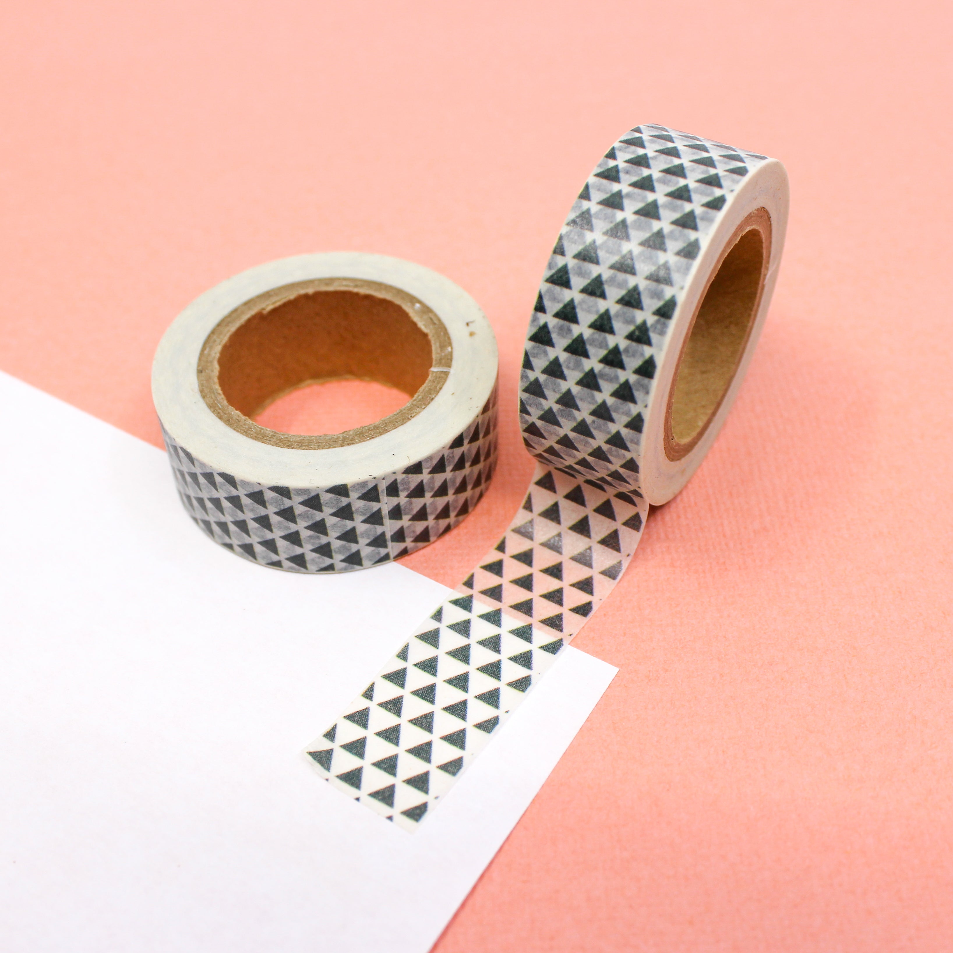 This is a black and white geometric triangle pattern washi tape from BBB Supplies Craft Shop
