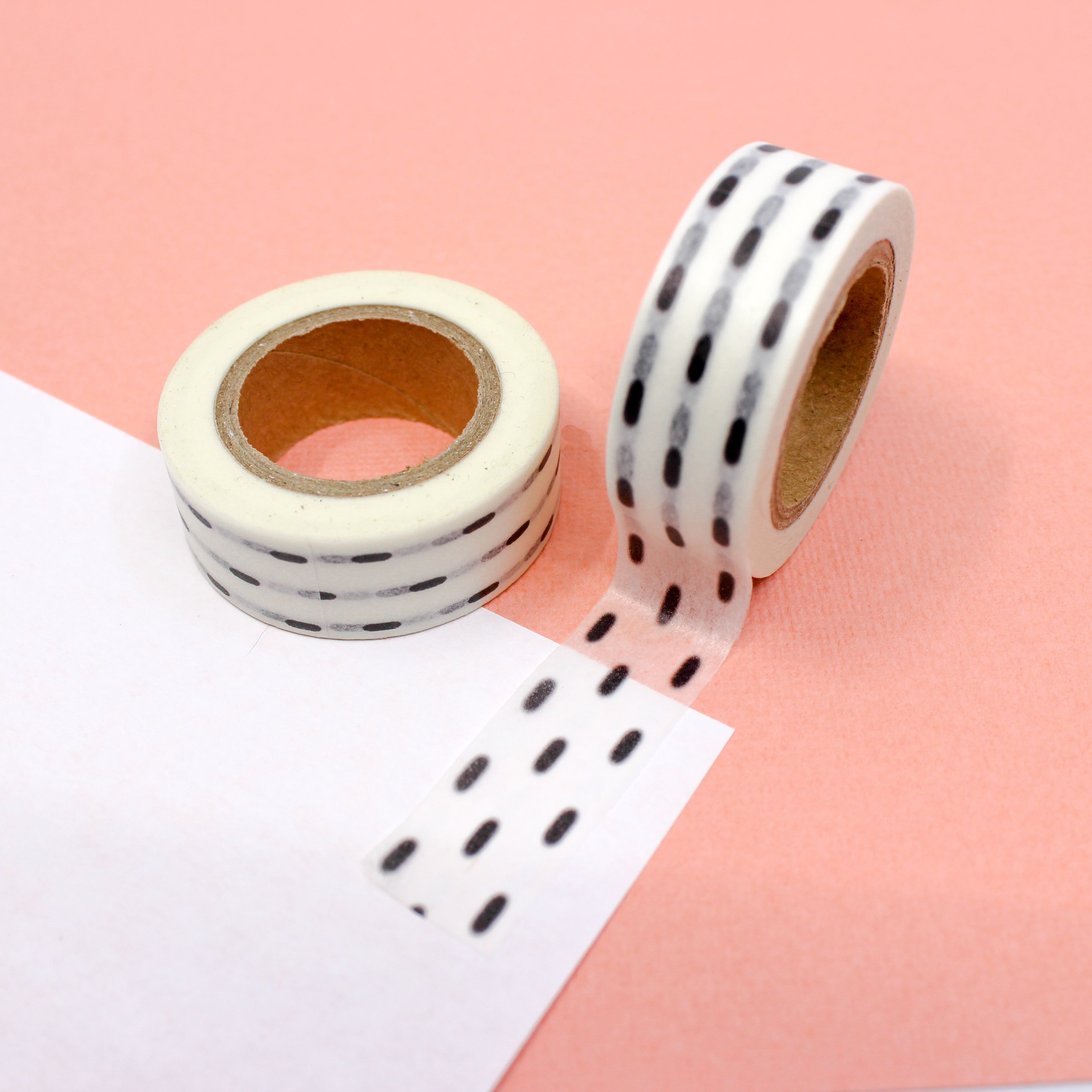 This is a black dashed lines view themed washi tape from BBB Supplies Craft Shop