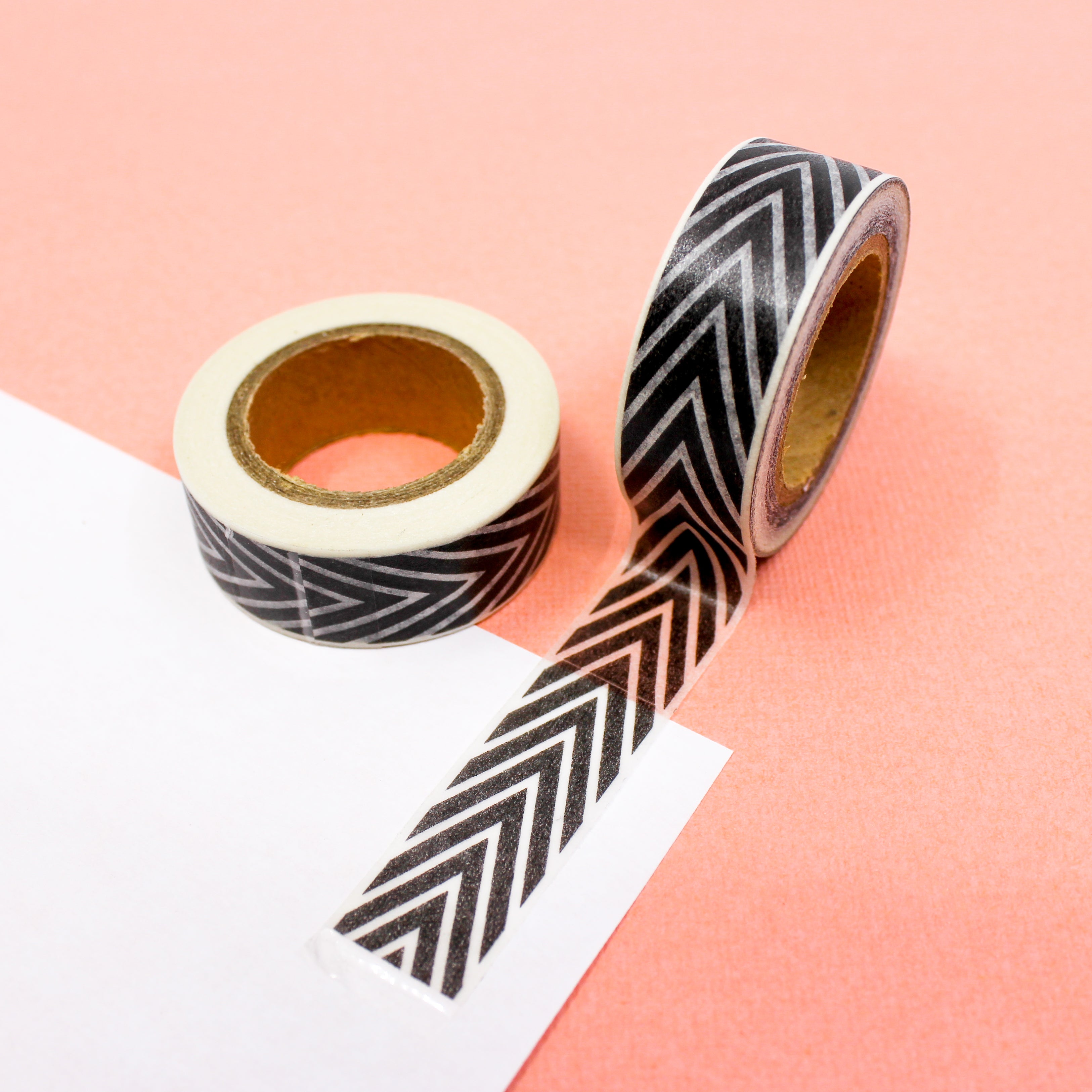 This is a grey and black chevron in V design pattern Washi Tape from BBB Supplies Craft Shop