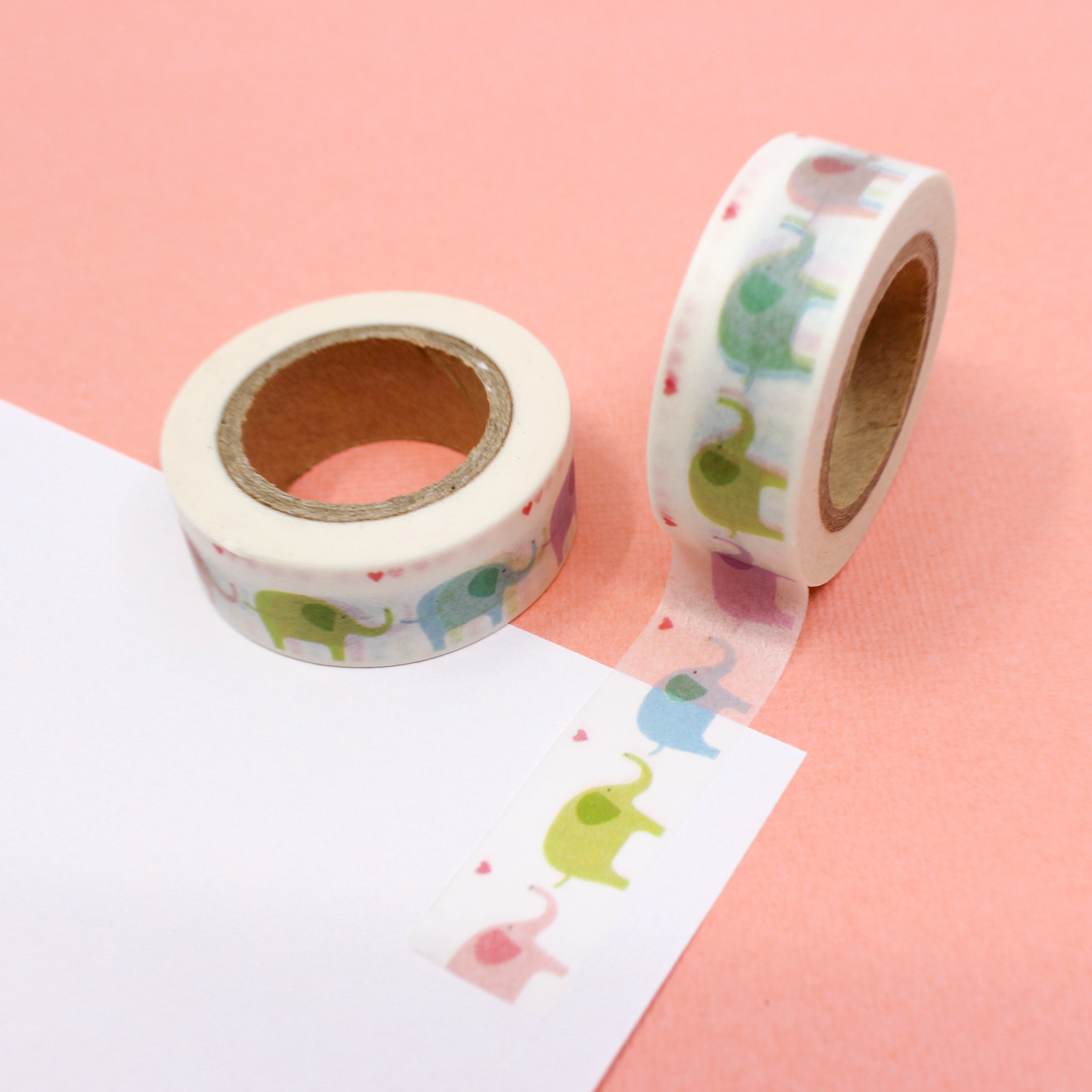This is a pastel color elephants view themed washi tape from BBB Supplies Craft Shop
