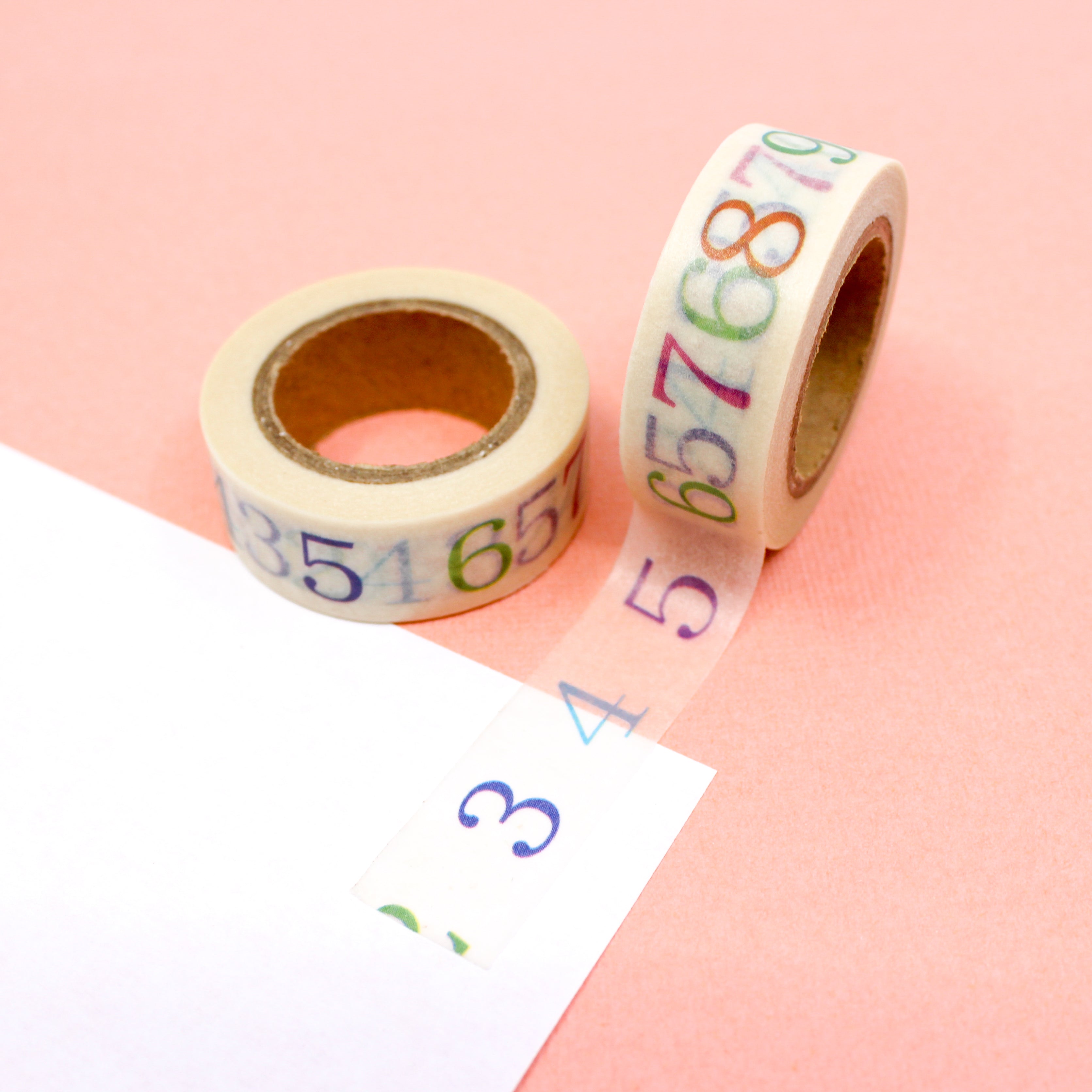 This is a colorful set of numbers view themed washi tape from BBB Supplies Craft Shop