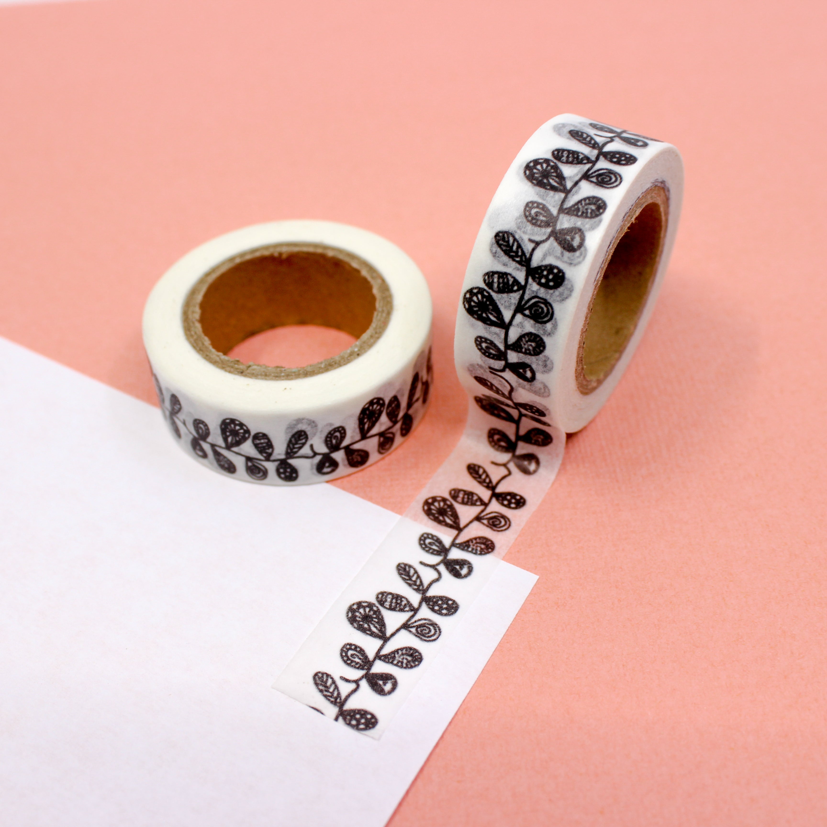 This is a black sketchy vines pattern washi tape from BBB Supplies Craft Shop