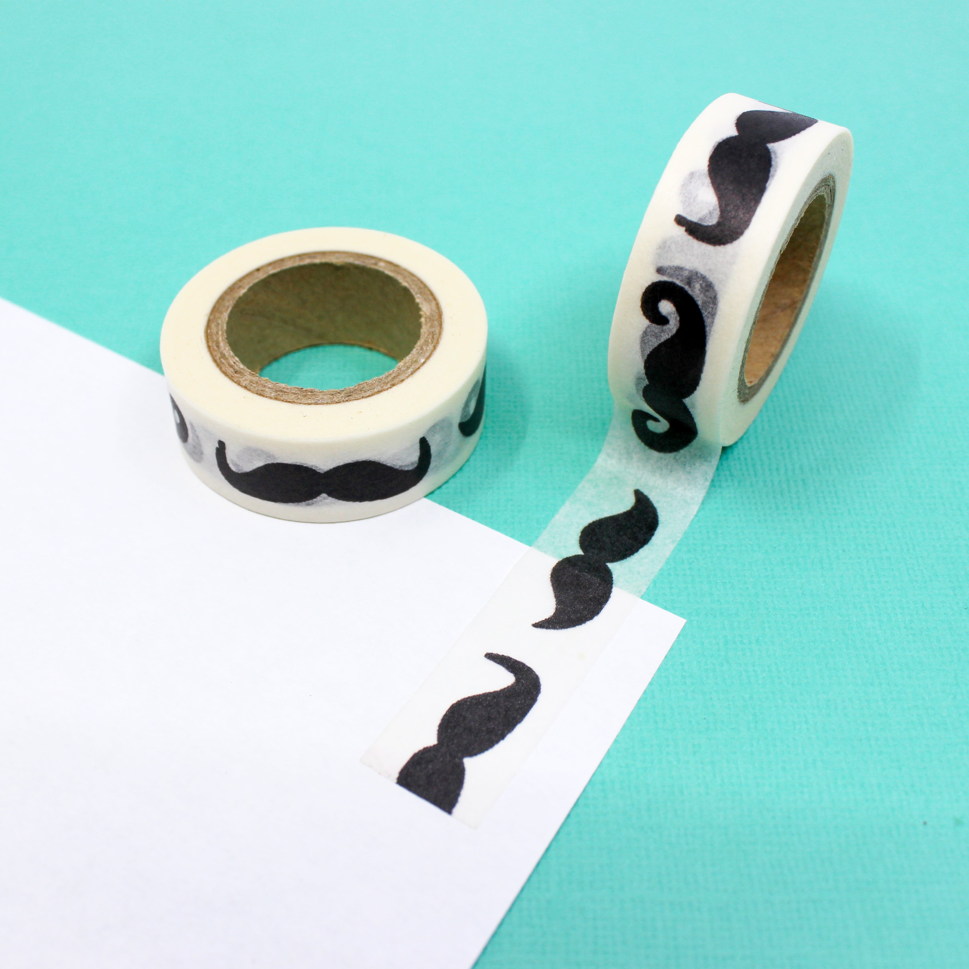 This is a black mustache washi tape from BBB Supplies Craft Shop