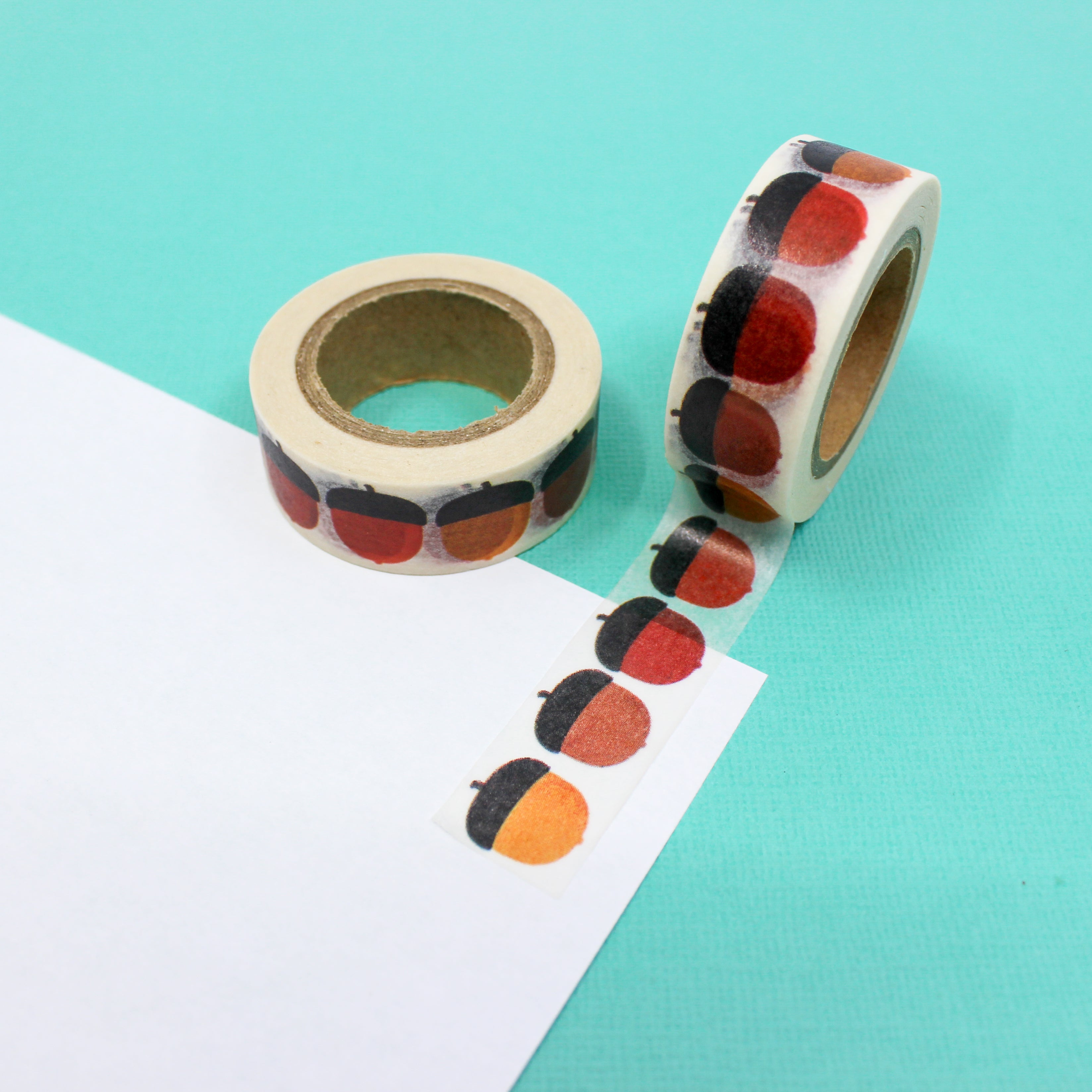 This is a colorful fall and autumn acorn washi tape from BBB Supplies Craft Shop