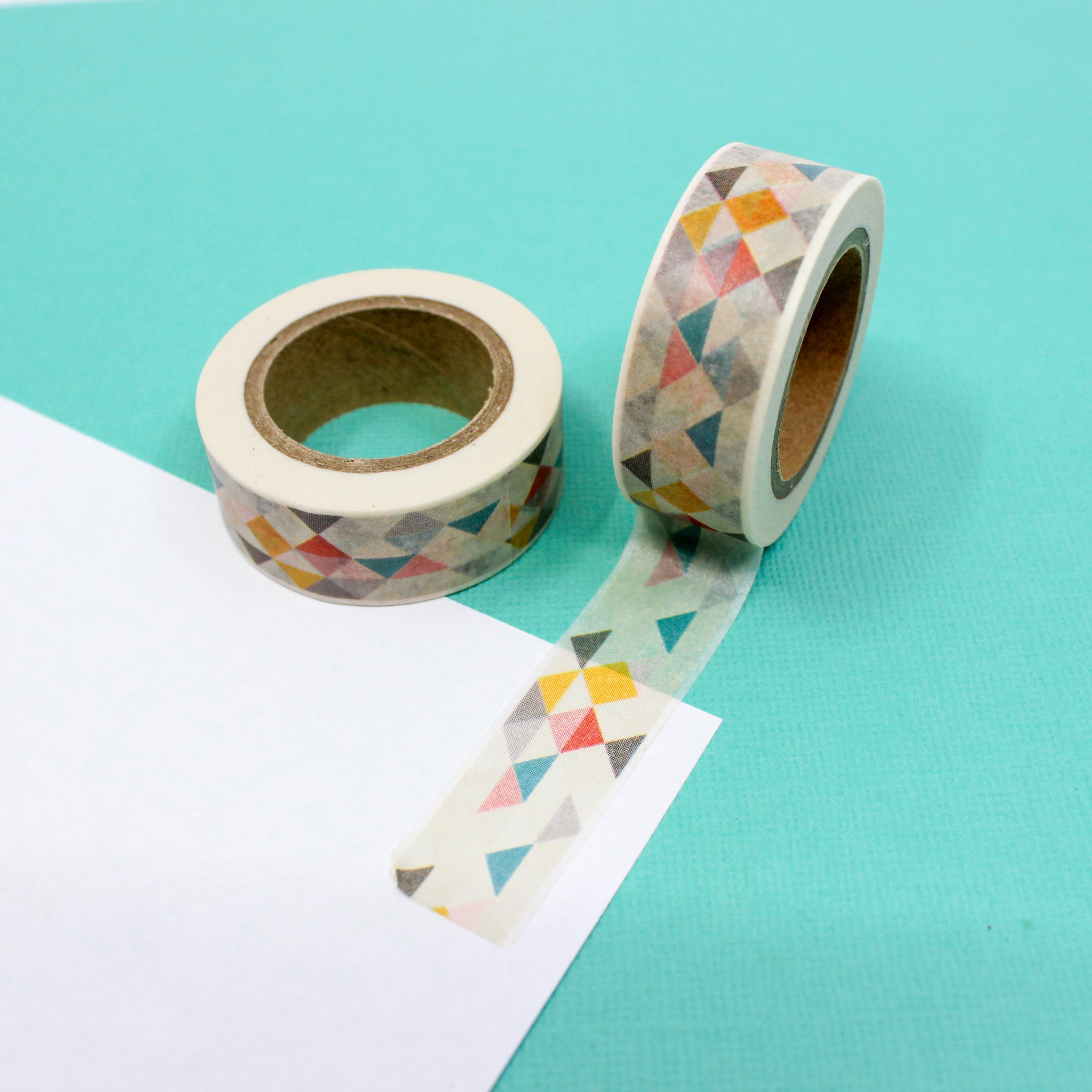 This is a colorful triangle Picasso cubism pattern Washi Tape from BBB Supplies Craft Shop