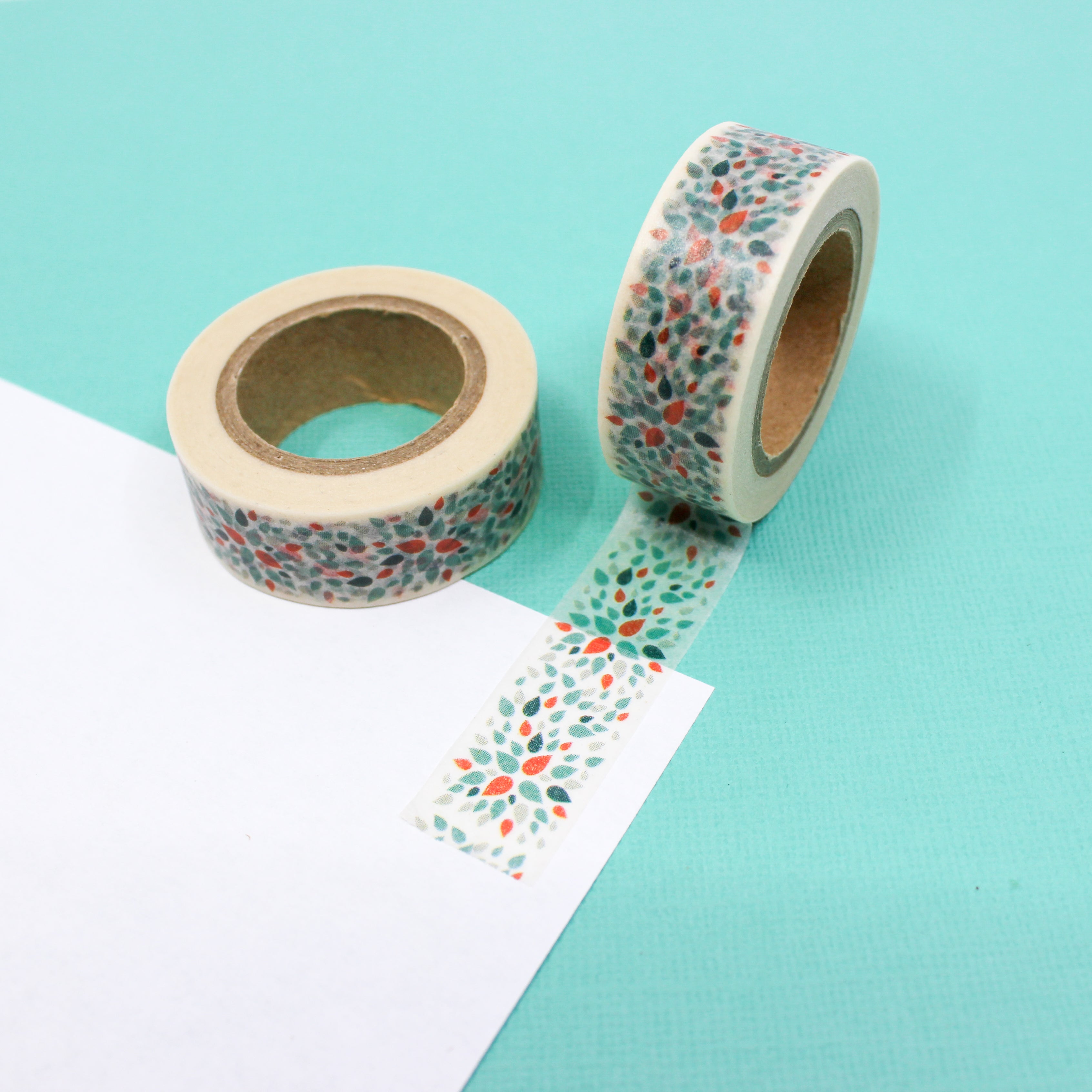 This is a red and blue abstract floral pattern Washi Tape from BBB Supplies Craft Shop