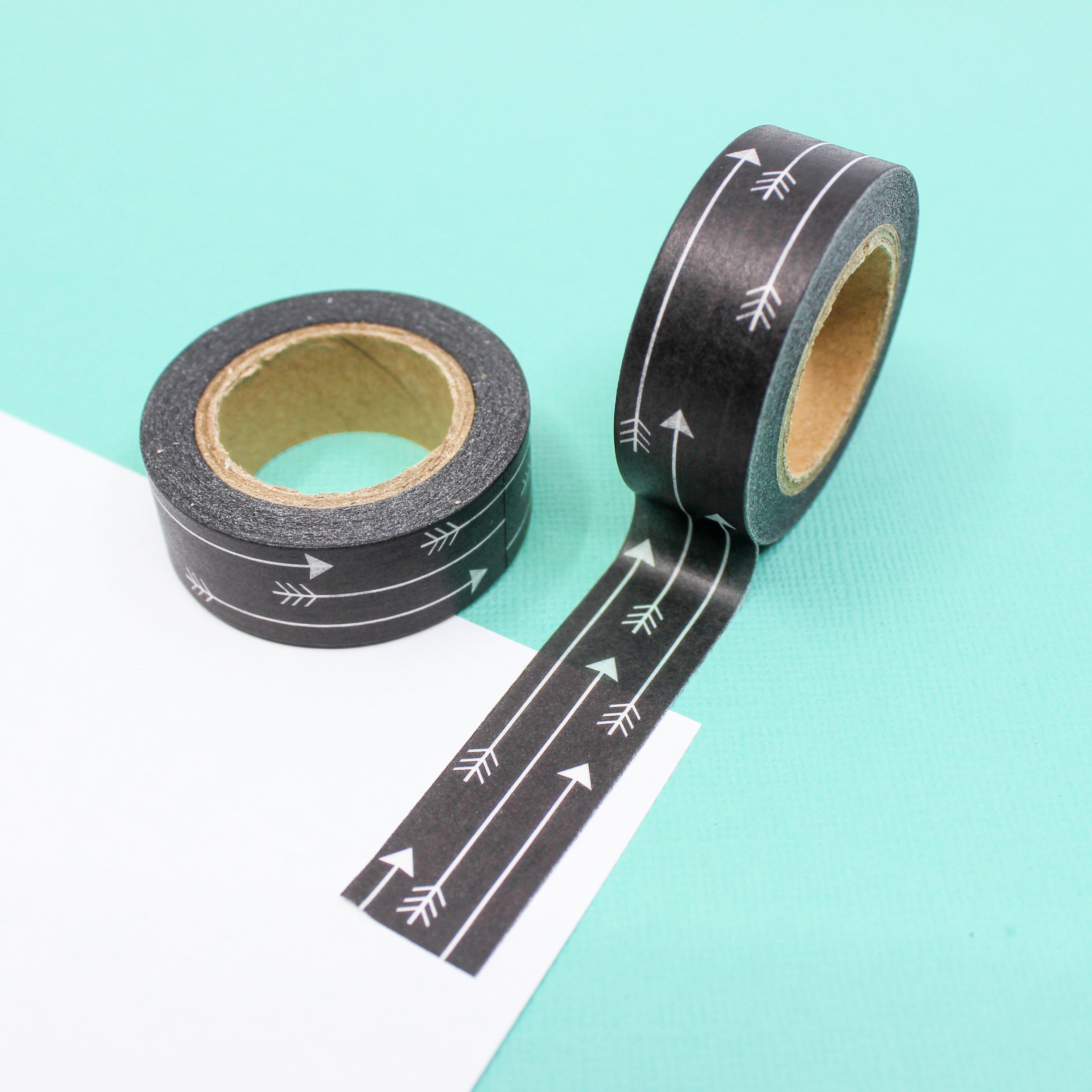 This is a black and white arrow pattern Washi Tape from BBB Supplies Craft Shop