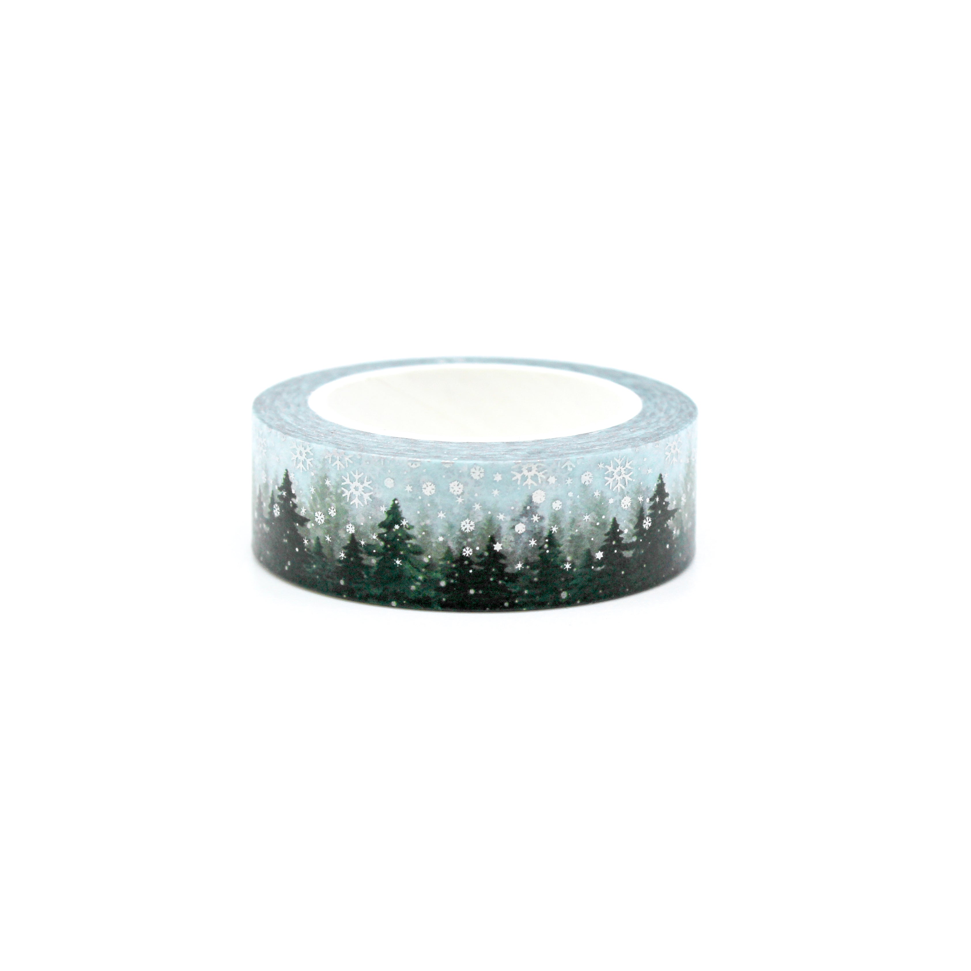 This is a green tree line with snow washi tapes from BBB Supplies Craft Shop