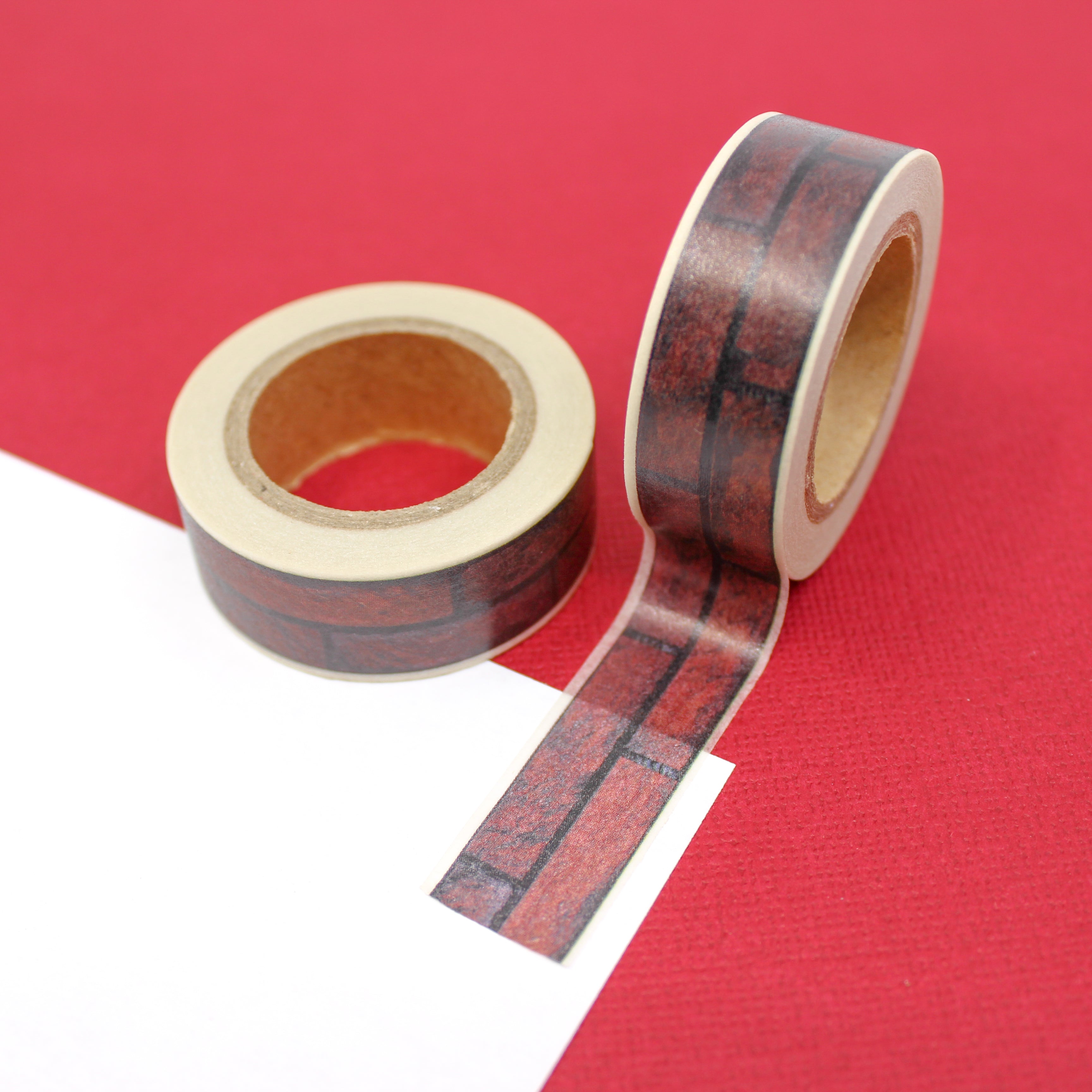 This is a brown brick wall pattern washi tape from BBB Supplies Craft Shop