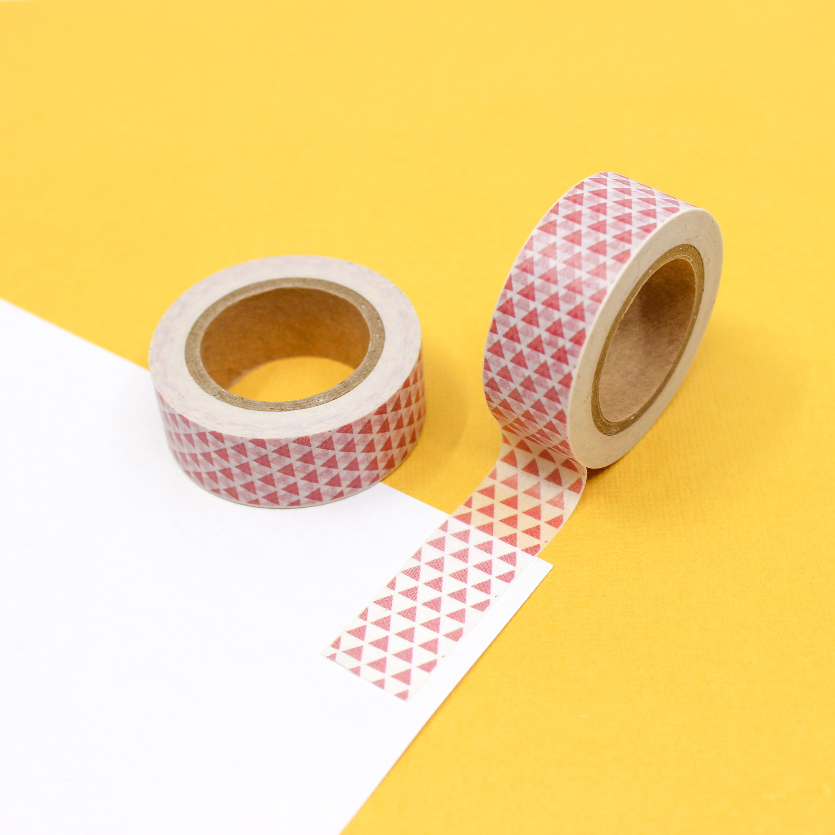 This is a red and white geometric triangle pattern washi tape from BBB Supplies Craft Shop
