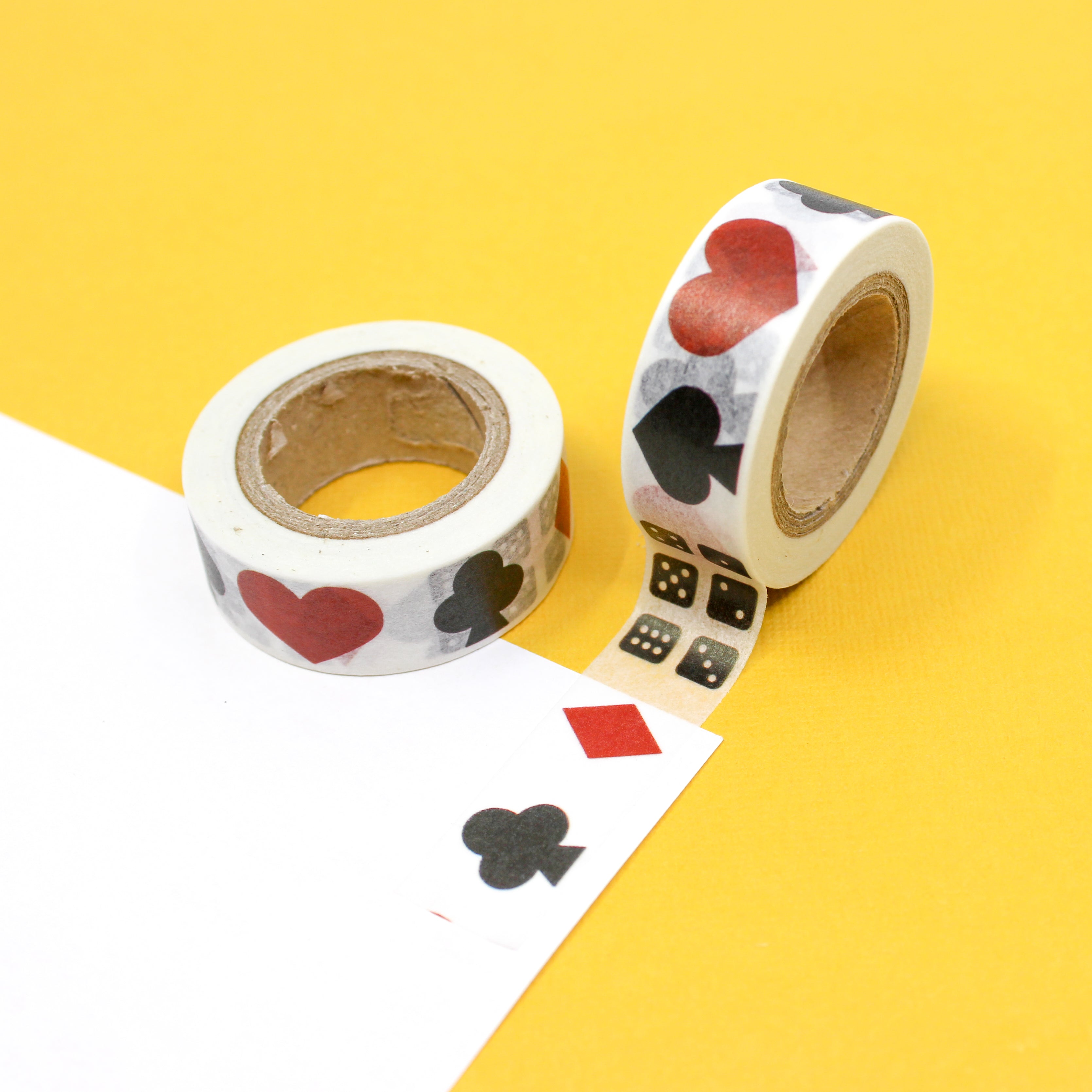This is a variety of poker symbols view themed washi tape from BBB Supplies Craft Shop