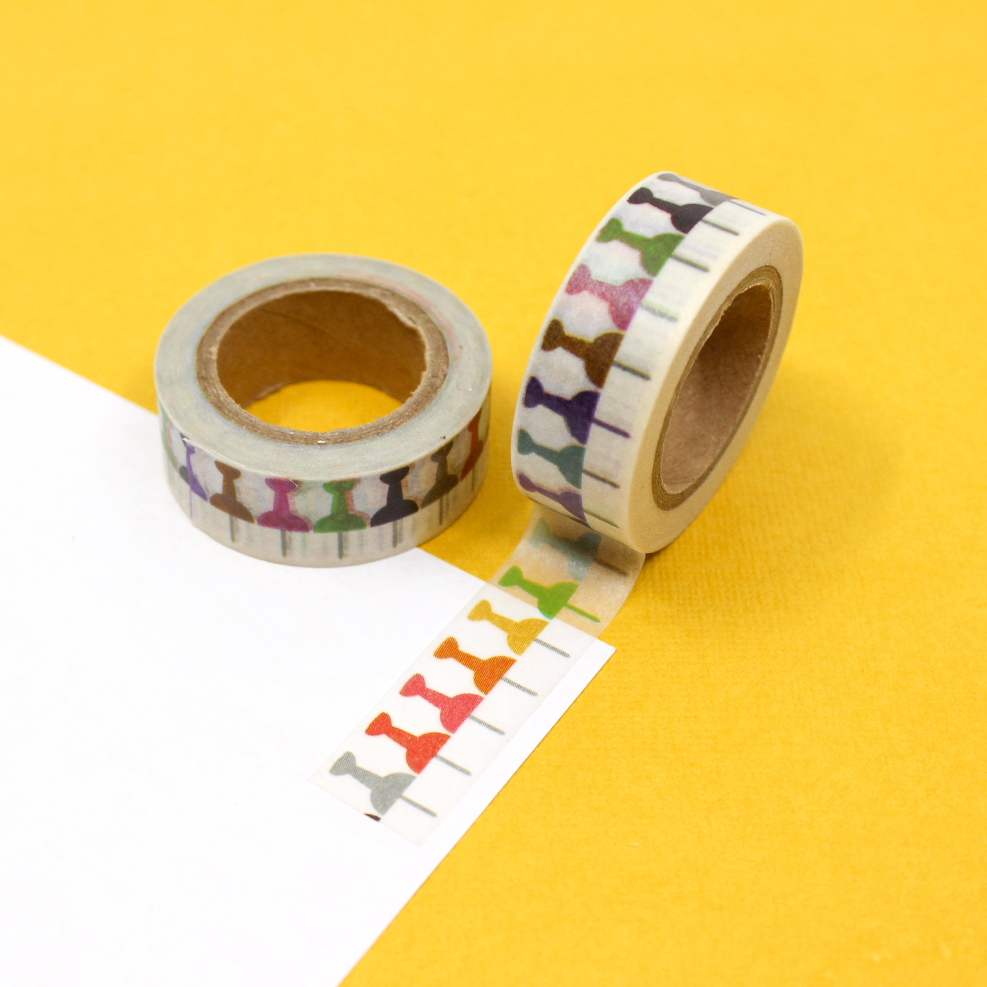 This is rainbow color of push pins view themed washi tape from BBB Supplies Craft Shop