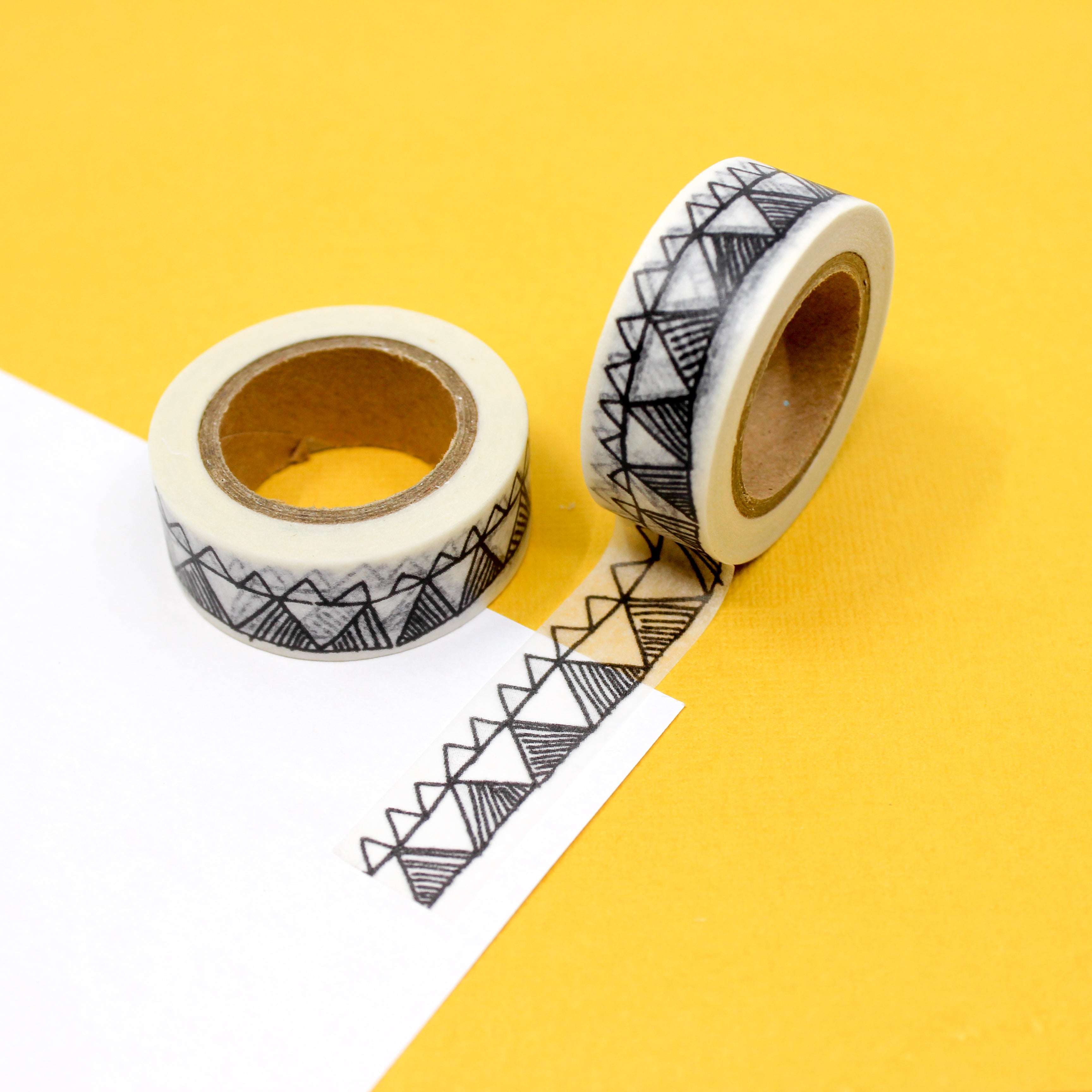 This is a sketchy black triangle  mountain pattern washi tape from BBB Supplies Craft Shop