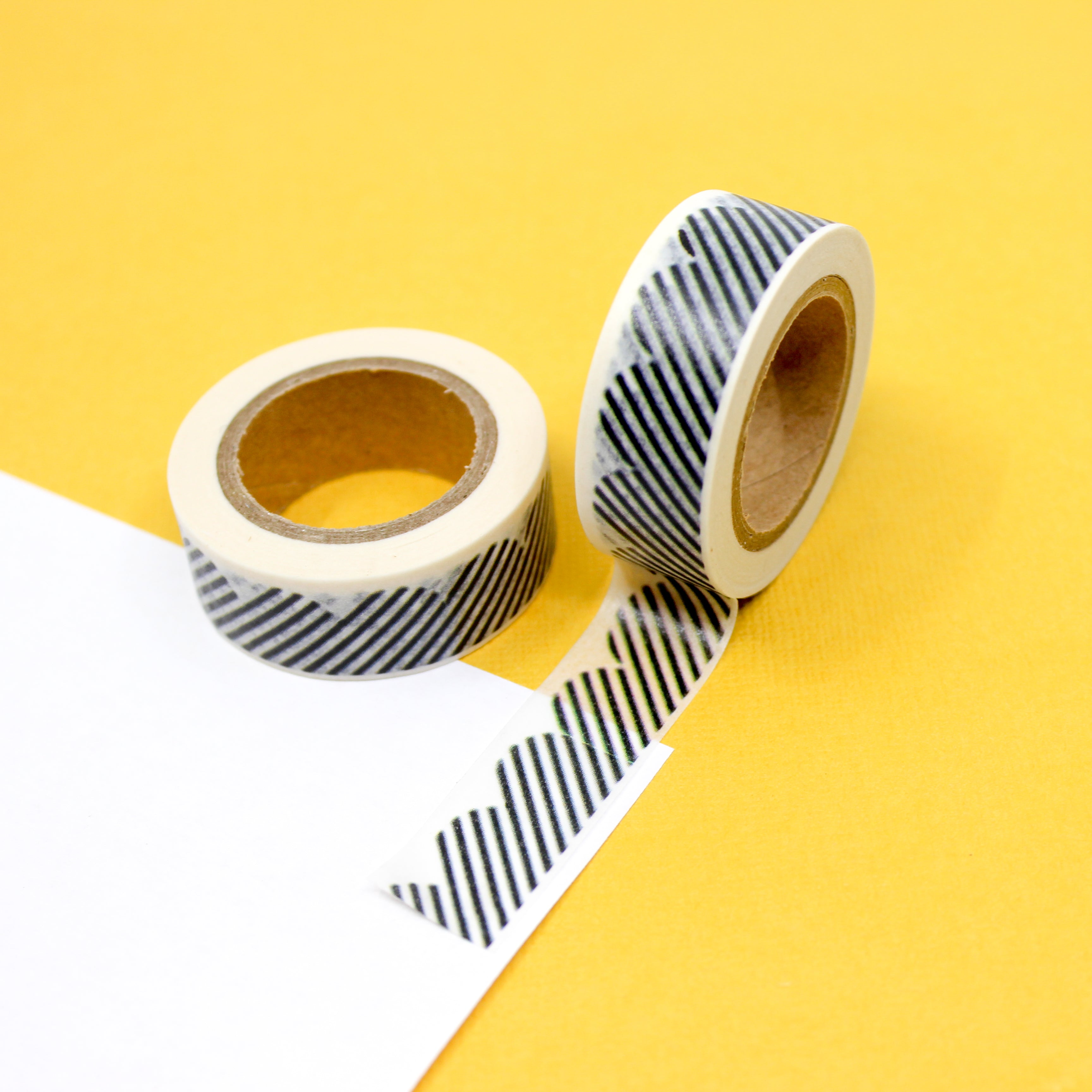 This is a black and white stripe scallop clouds view themed washi tape from BBB Supplies Craft Shop