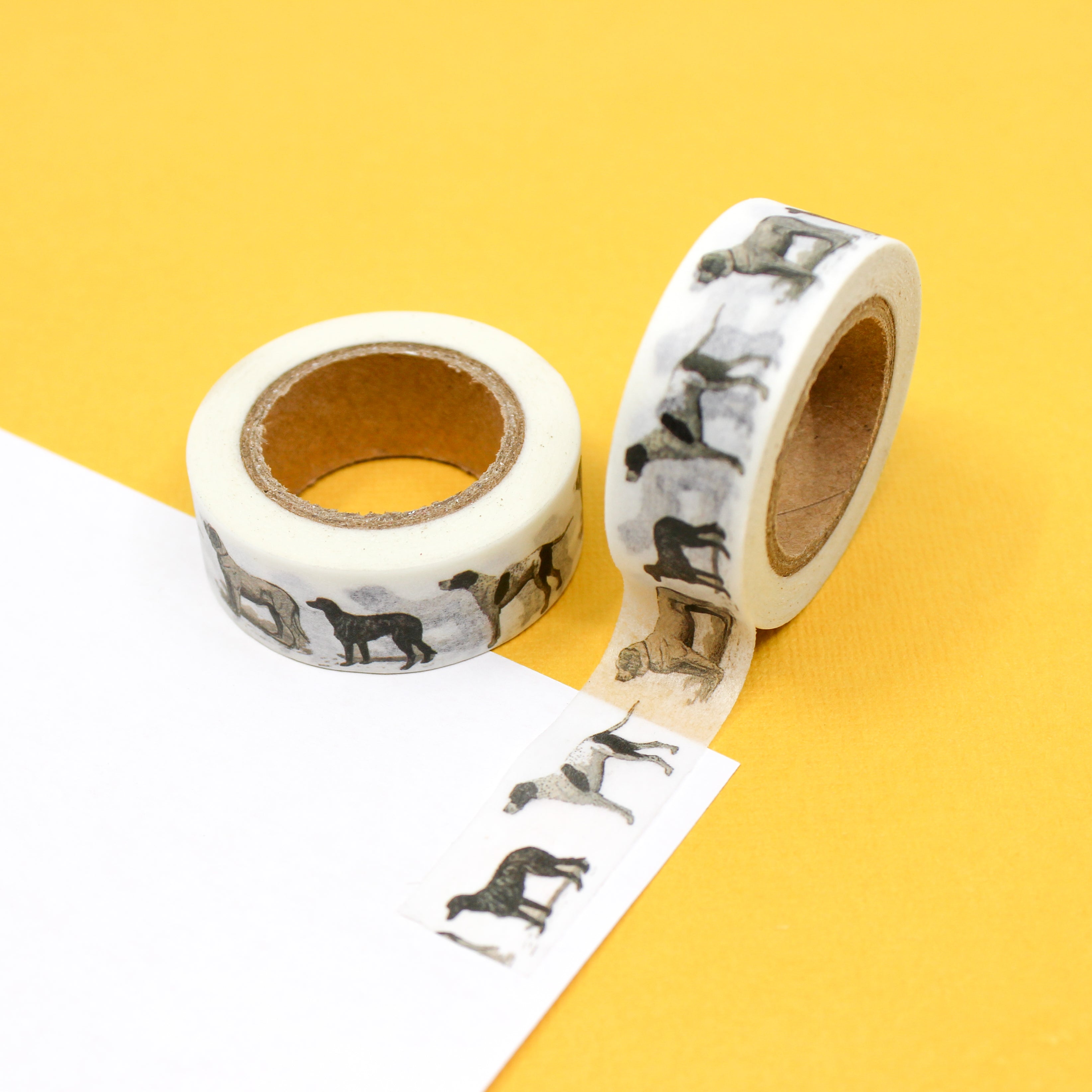 This is a black and white retro dogs pattern Washi Tape from BBB Supplies Craft Shop