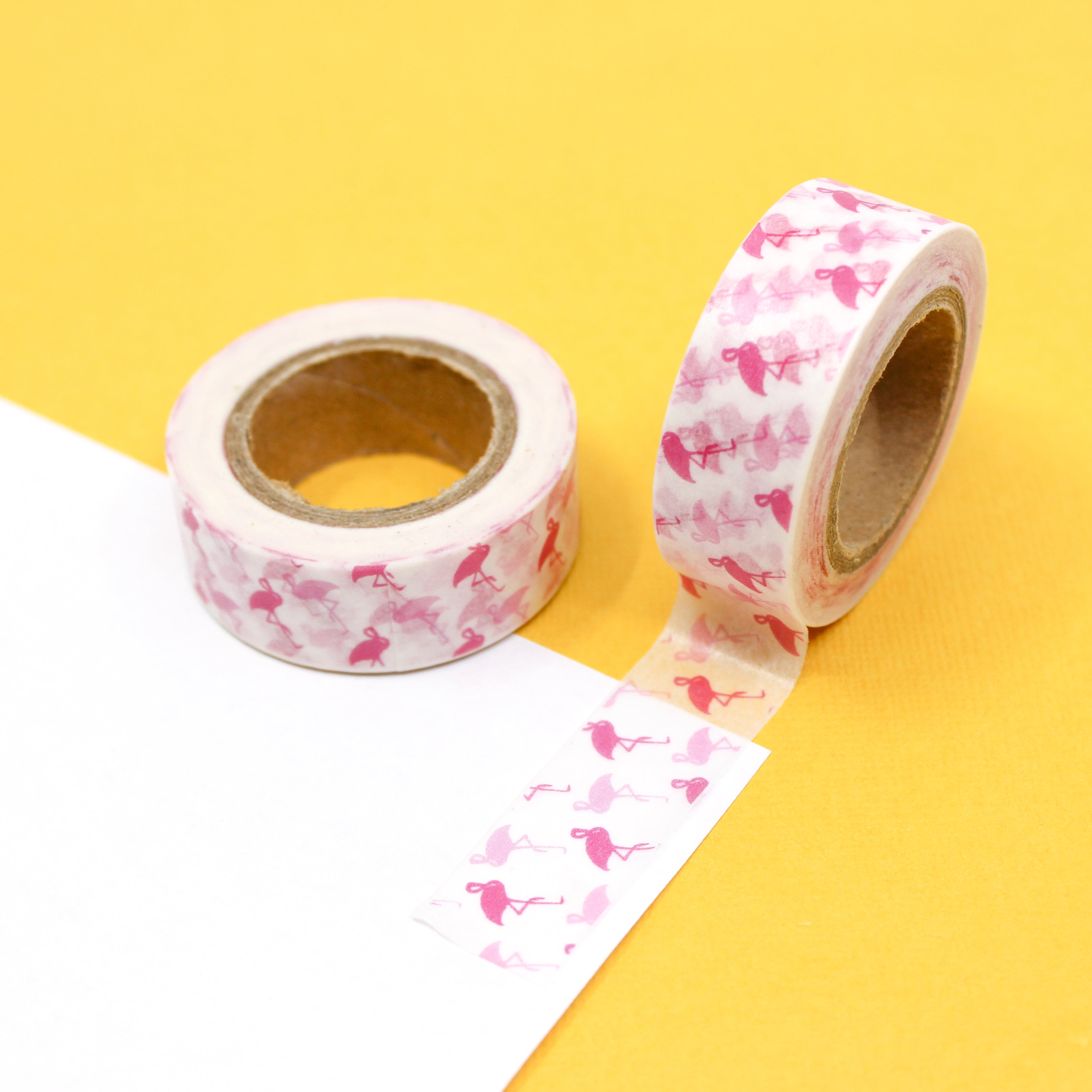 This is a pink multiple flamingos pattern washi tape from BBB Supplies Craft Shop