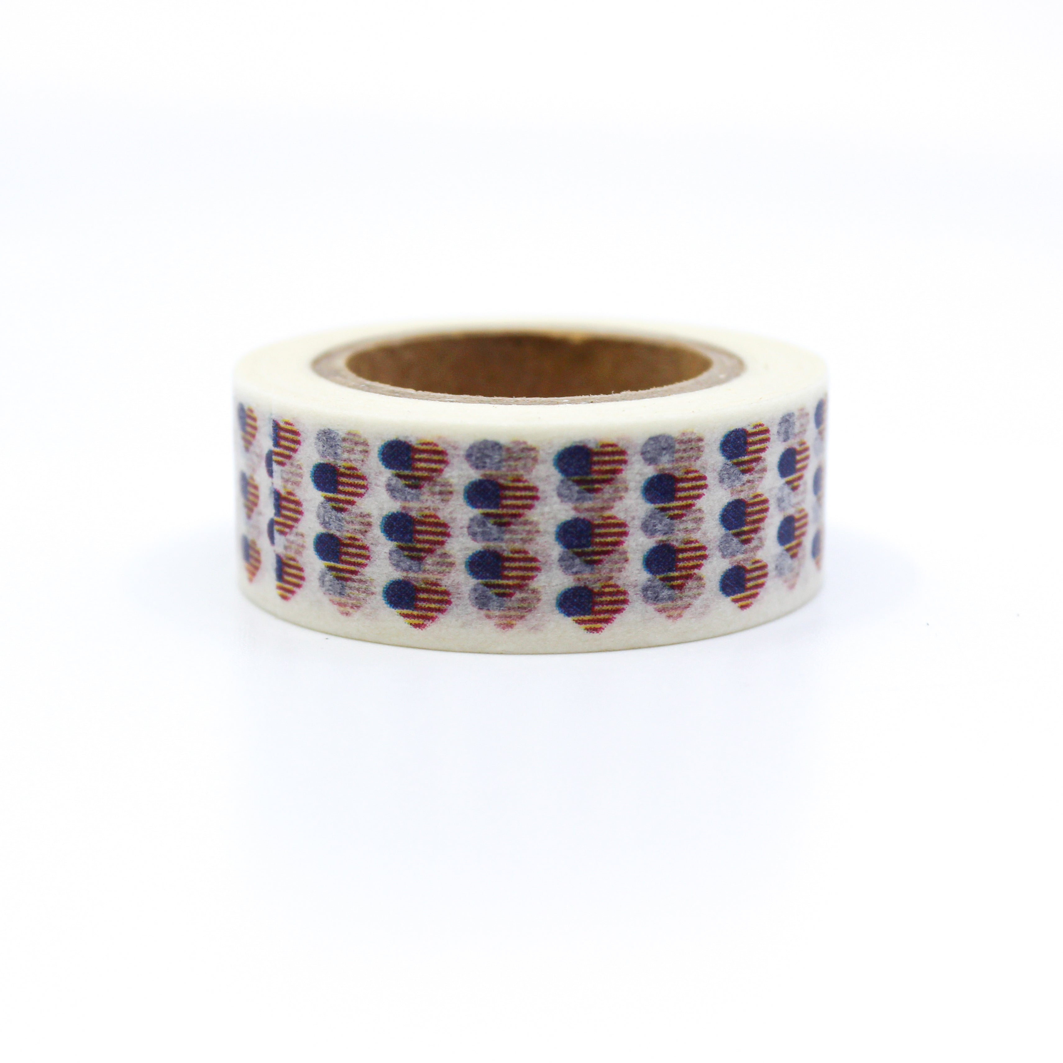 This is a cute American flags in heart shape-themed with white background washi tapes from BBB Supplies Craft Shop