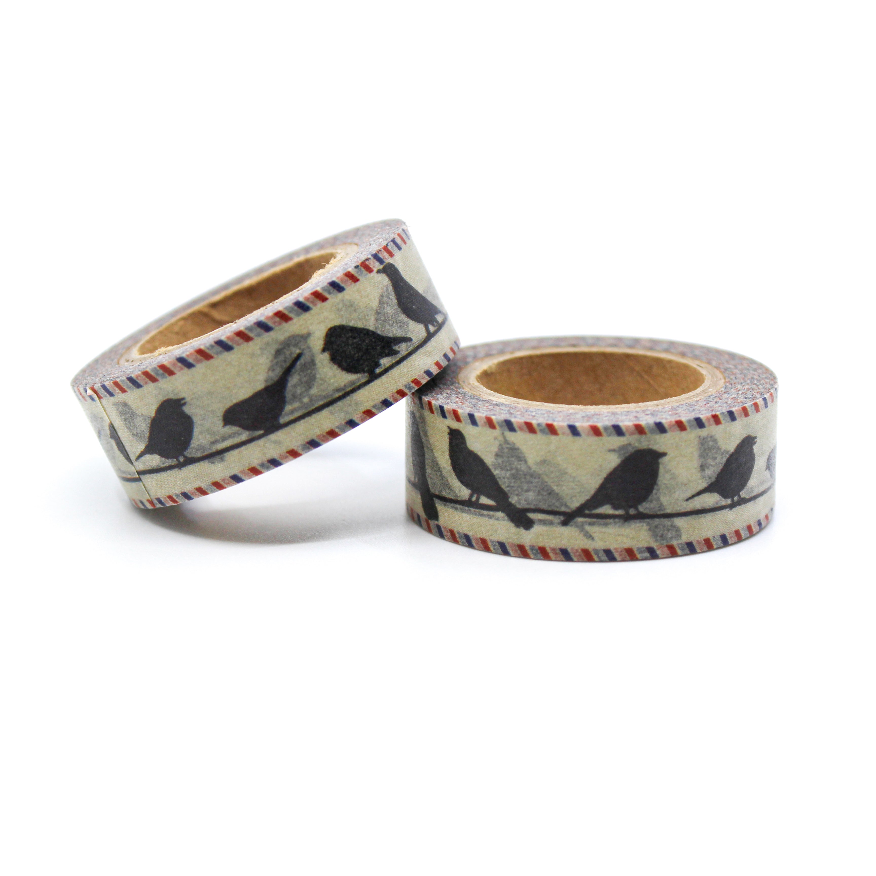 This is a vintage black birds on a wire for Journal Supplies, Scrapbooking washi tapes from BBB Supplies Craft Shop
