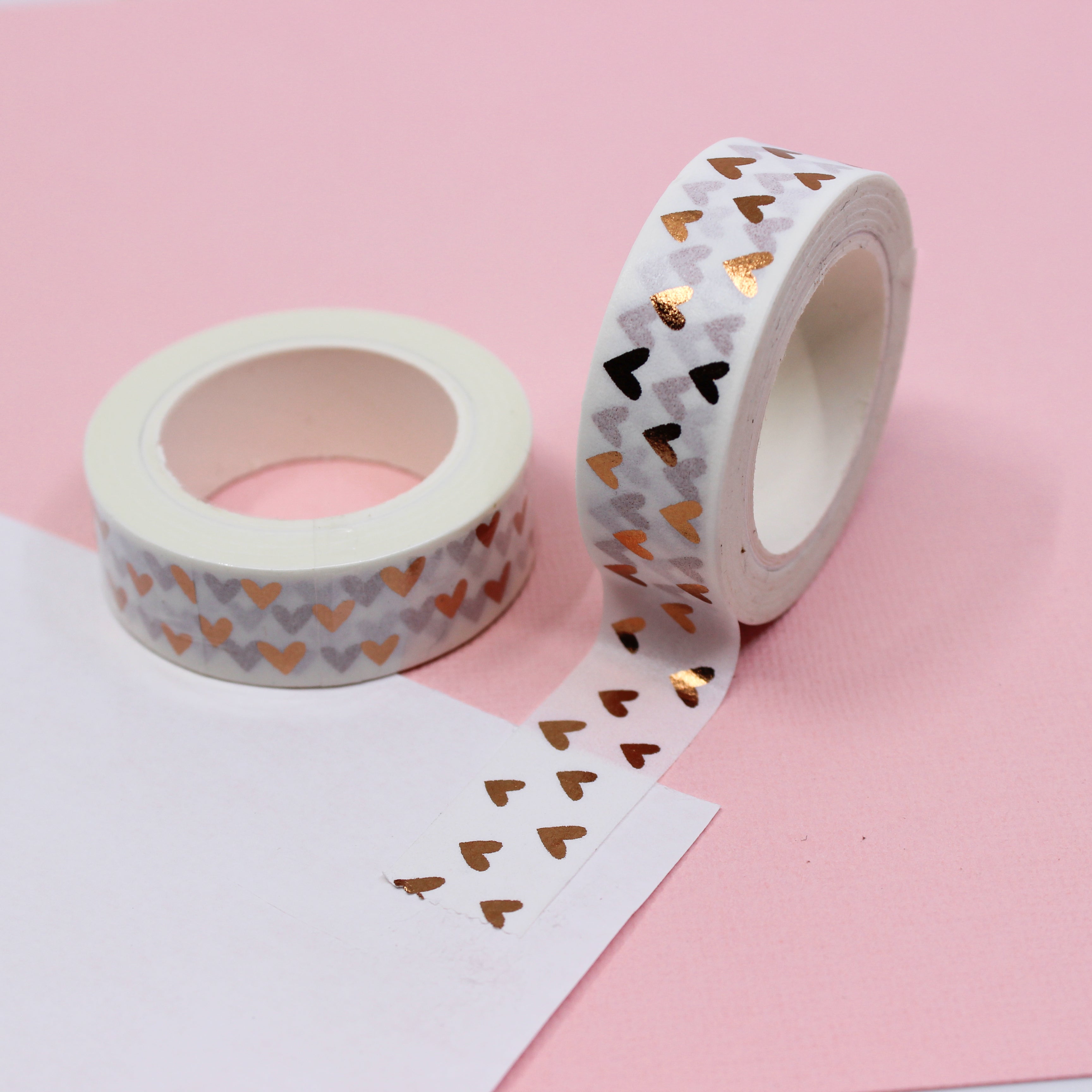 This is white and gold foil hearts Washi Tape from BBB Supplies Craft Shop